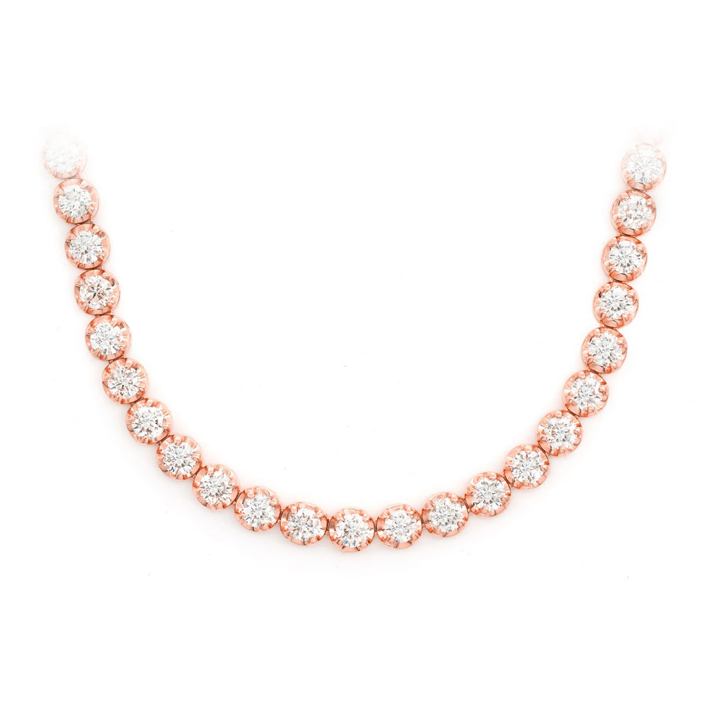 Crown Diamond Tennis Necklace in 14K rose gold, 12pt / 14.00ctw, front view