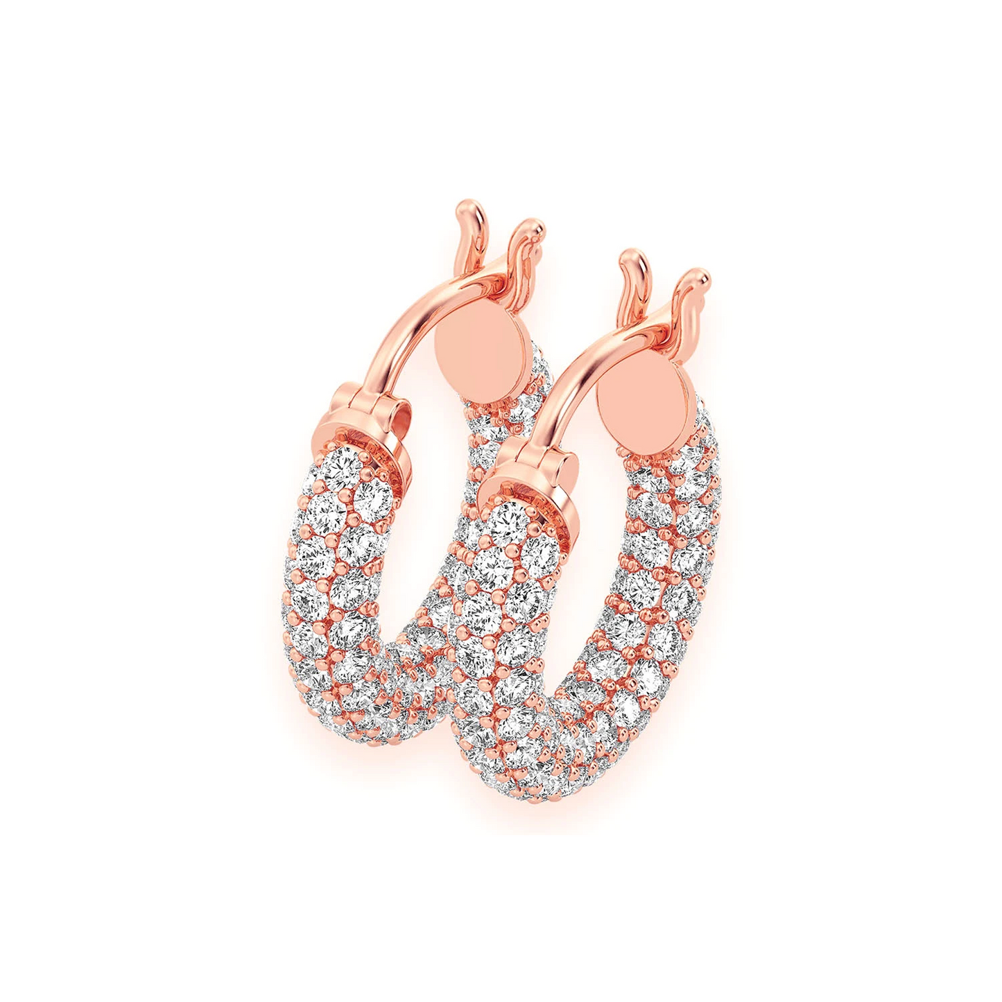 Bubbly Eternity Diamond Hoops in 14K rose gold, 2.00ctw, front view
