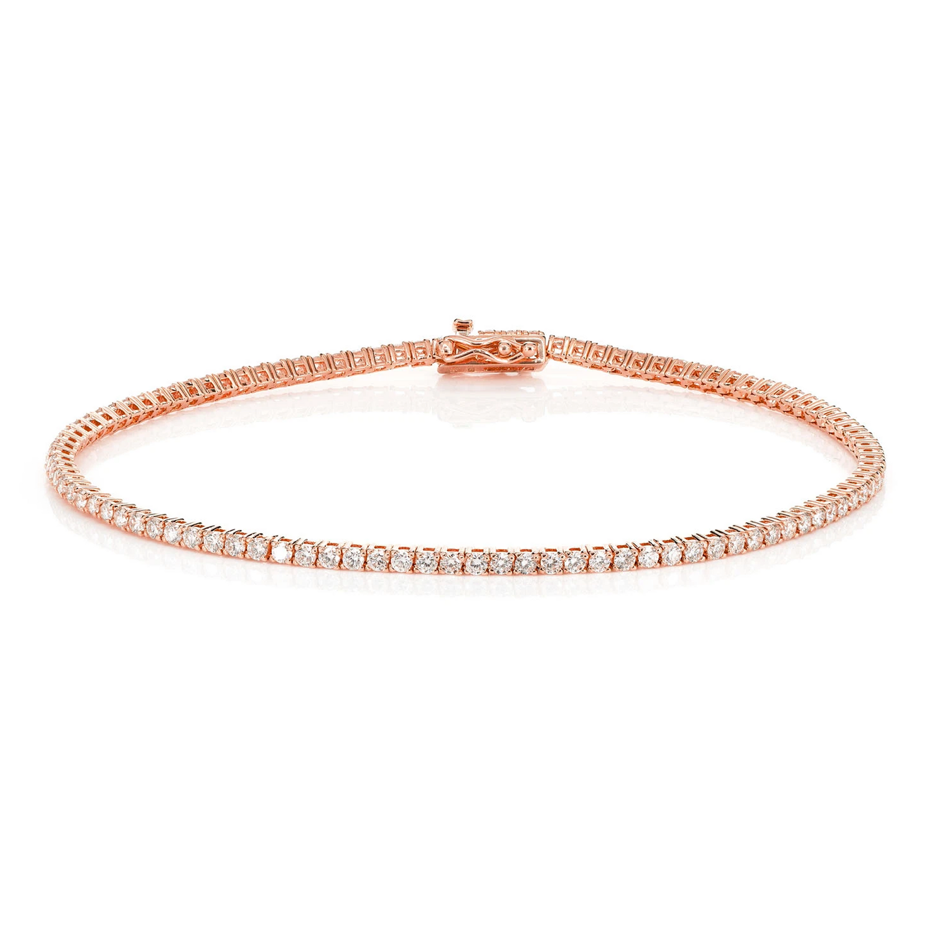 Prong Diamond Tennis Bracelet in 14K rose gold, 2pt / 1.50ctw, front view