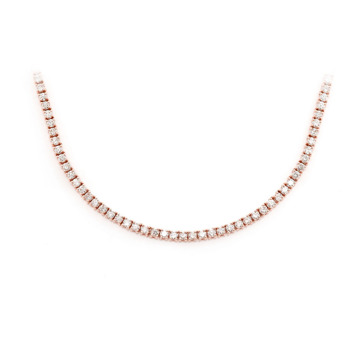 Prong Diamond Tennis Necklace in 14K rose gold, 2pt / 5.50ctw, front view