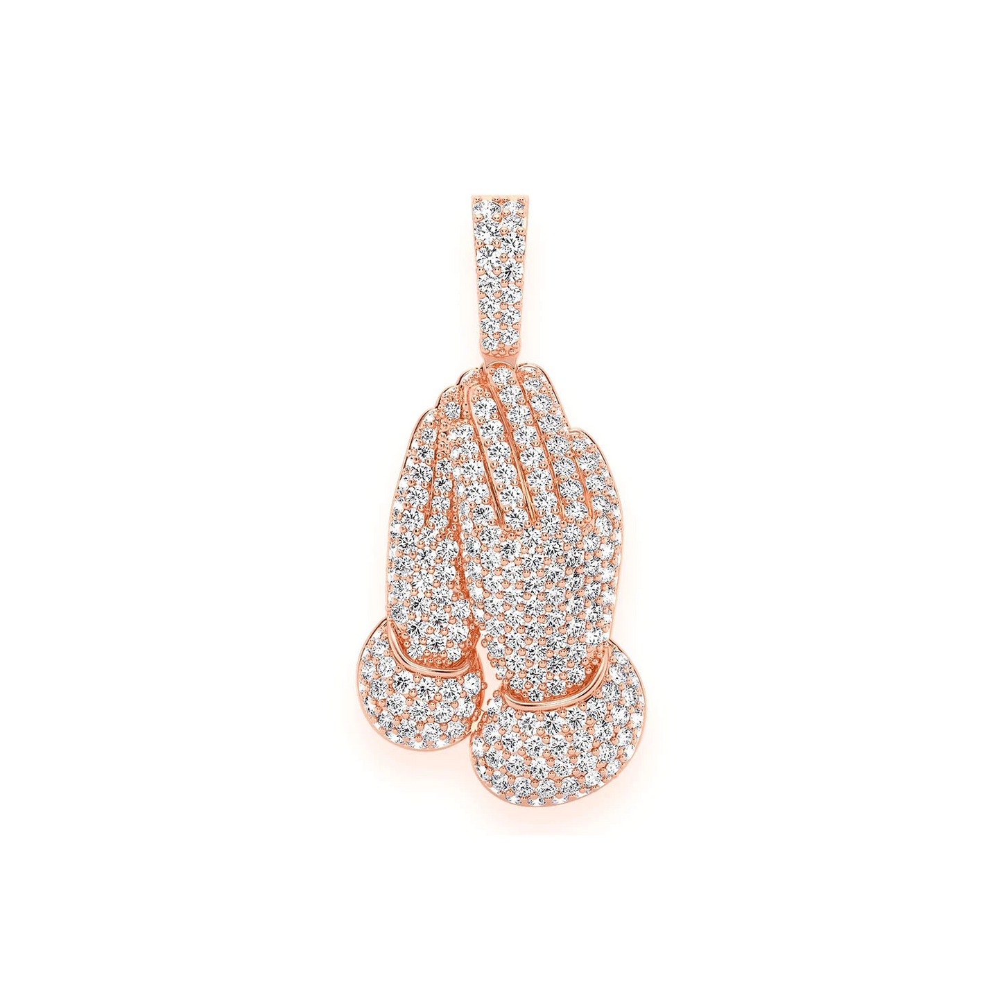 Prayer Hands Pendant in 14K rose gold, Signature | 3.25ctw, front view