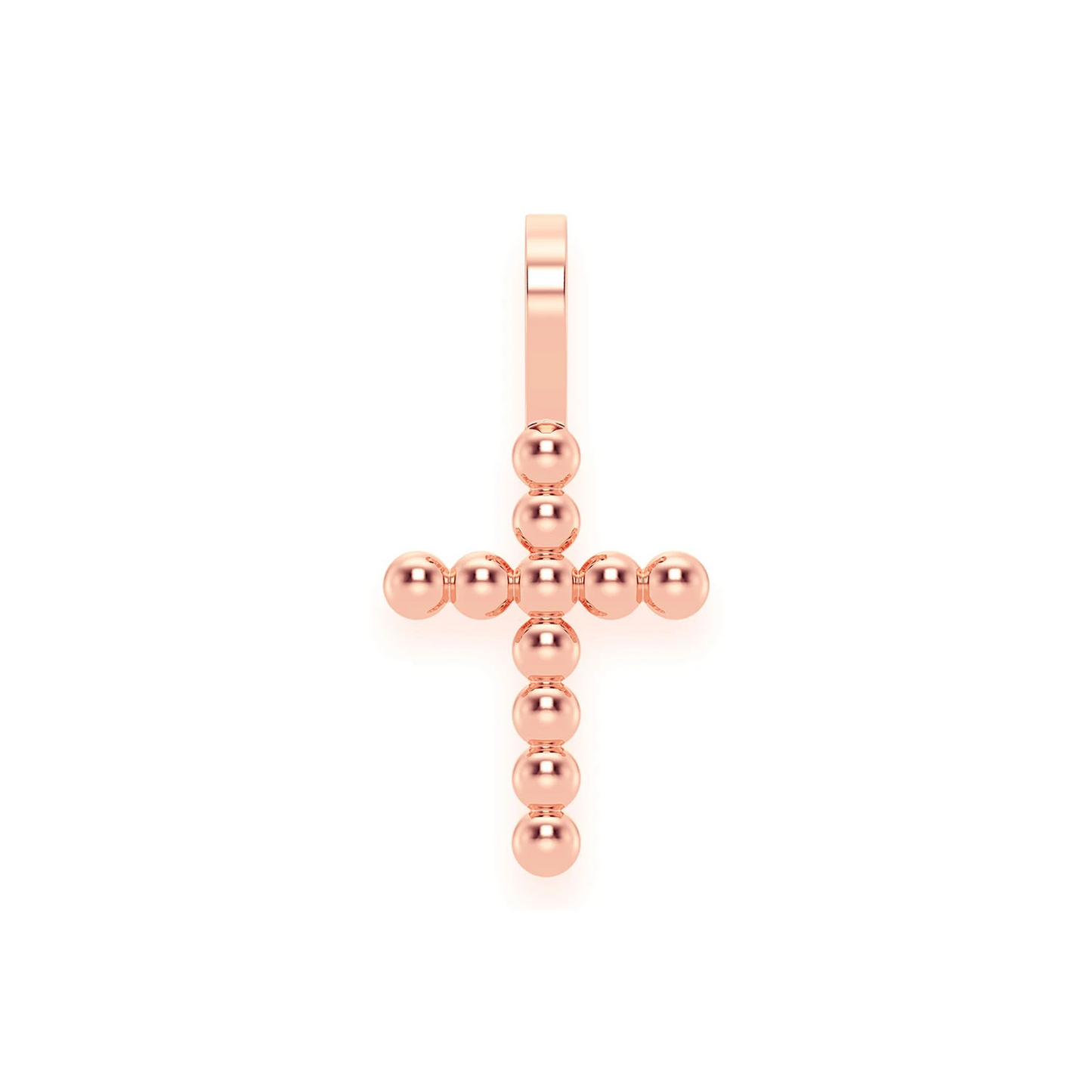 Beaded Cross Pendant in 14K rose gold, Pure | Solid Gold, front view