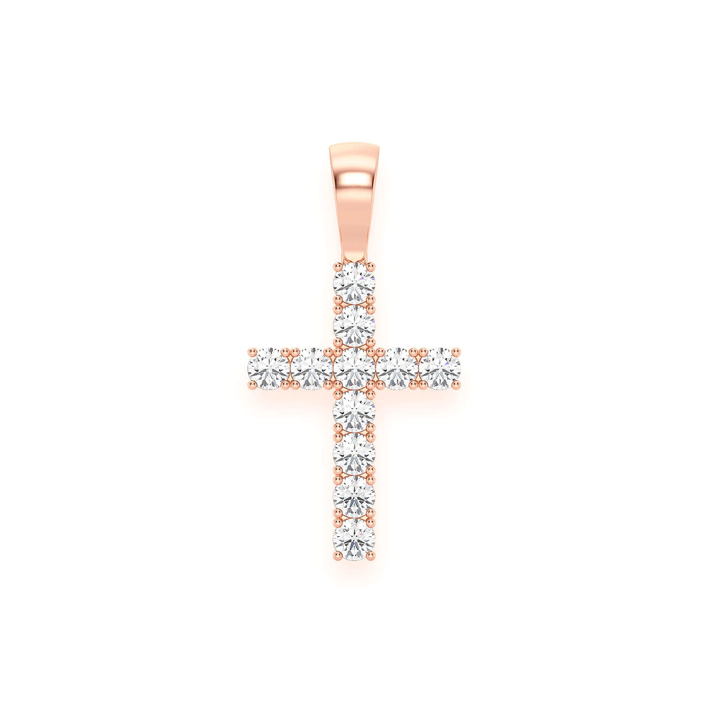 Signature Diamond Cross in 14K rose gold, Large / 1.00ctw, front view