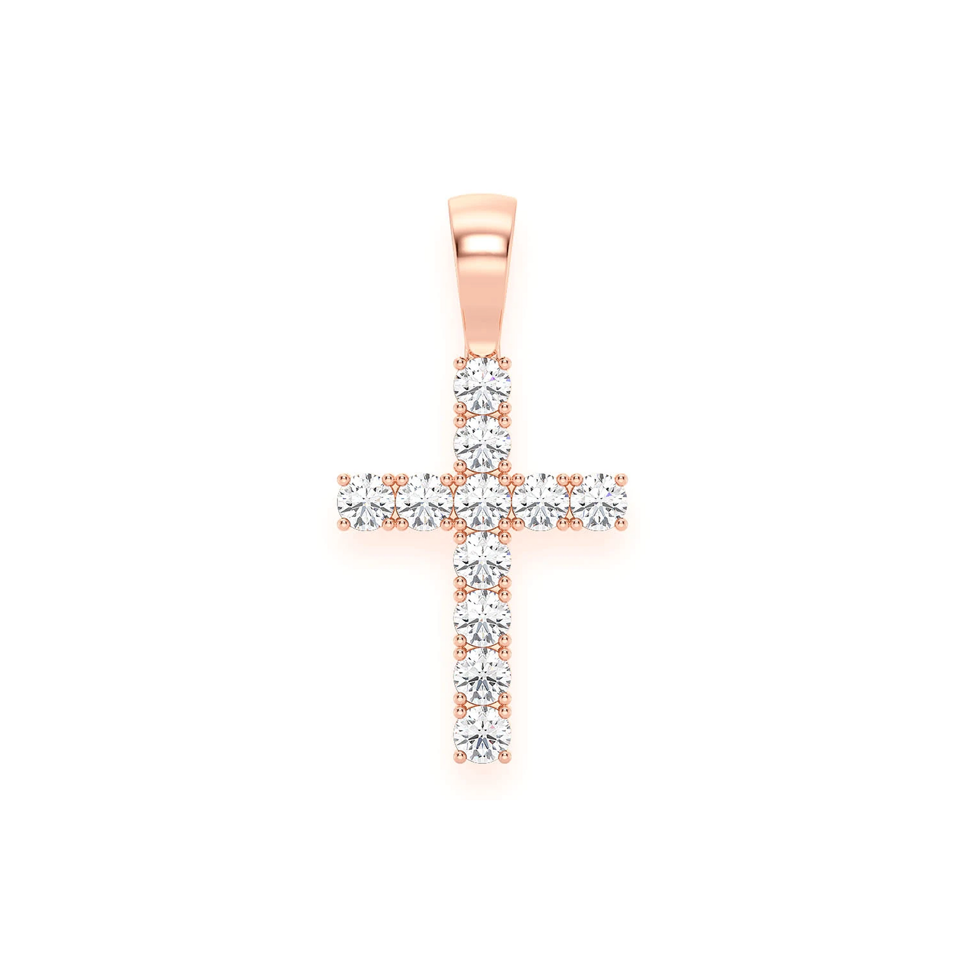 Signature Diamond Cross in 14K rose gold, Large / 1.00ctw, front view