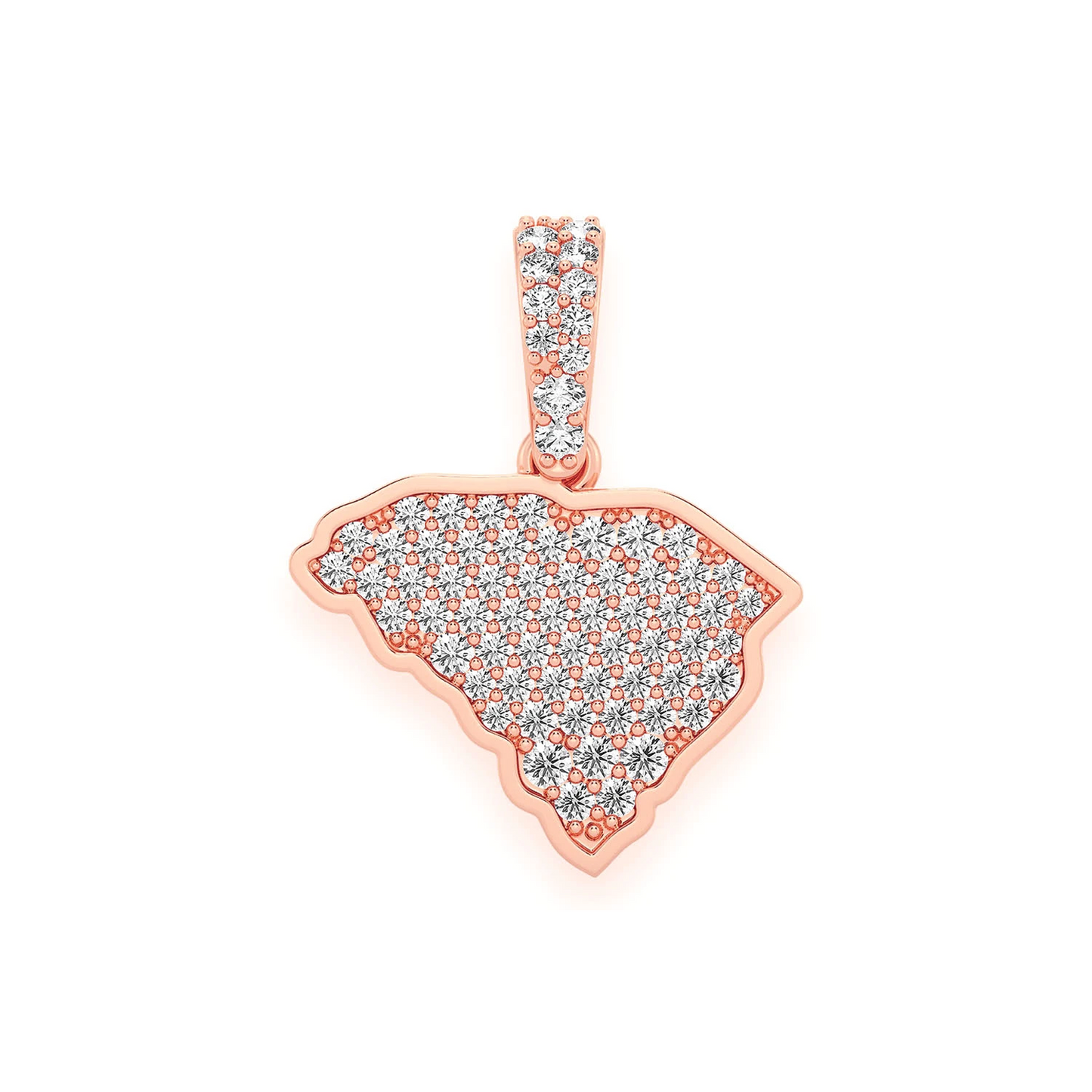 US State Diamond Pendant in 14K rose gold, South Carolina design, front view