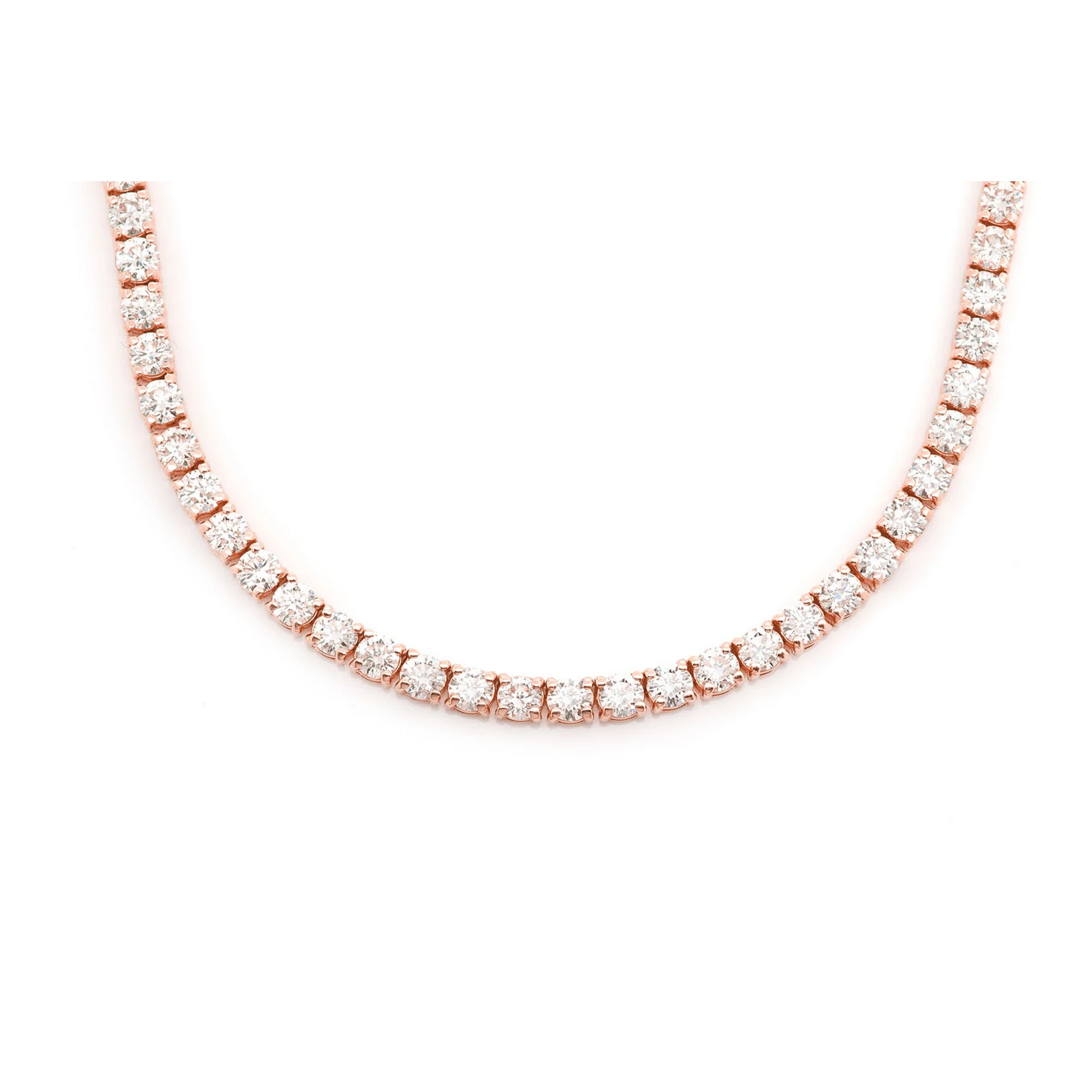 Prong Diamond Tennis Necklace in 14K rose gold, 15pt / 22.00ctw, front view
