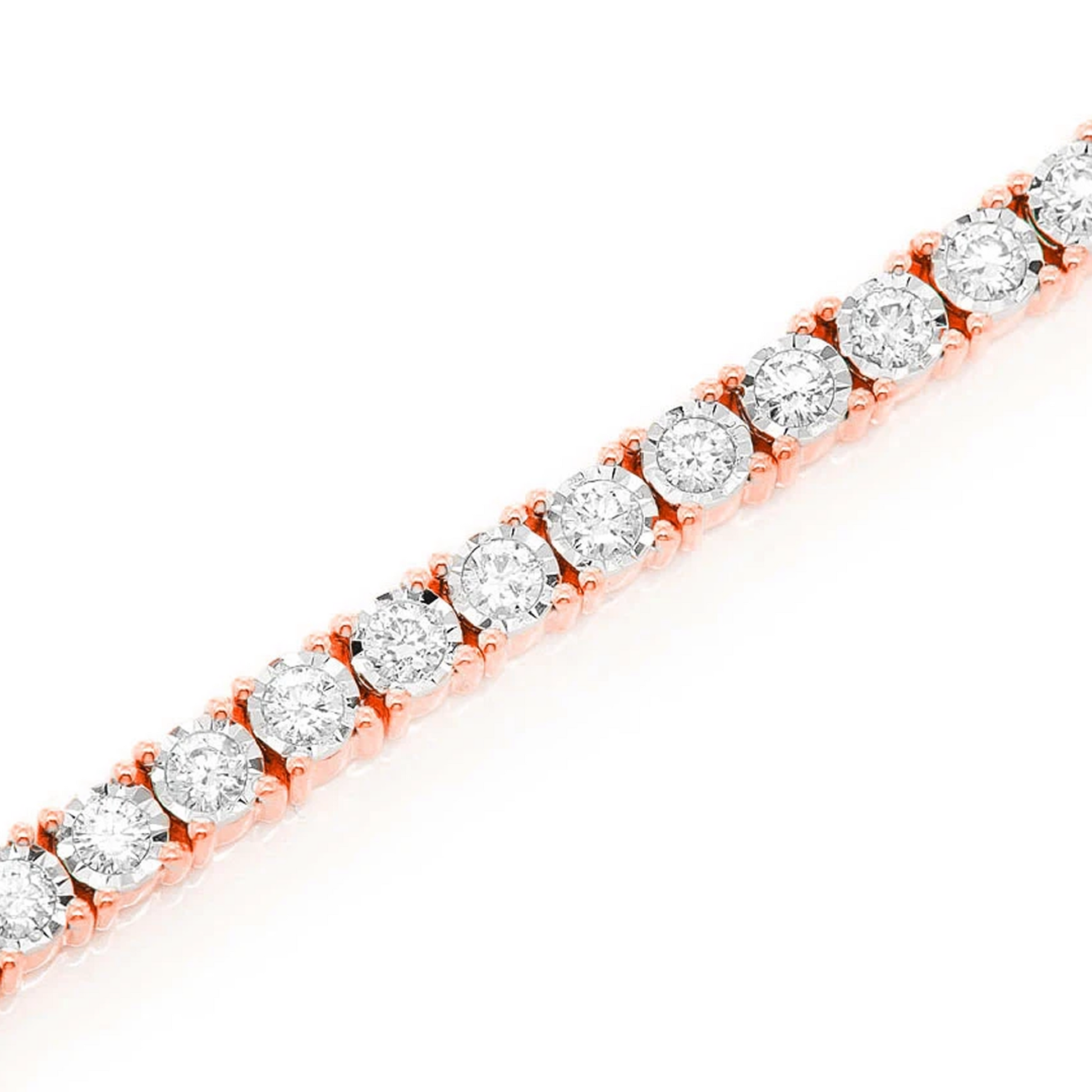 Miracle Diamond Tennis Bracelet in 14K rose gold, 6pt / 2.75ctw, angled view