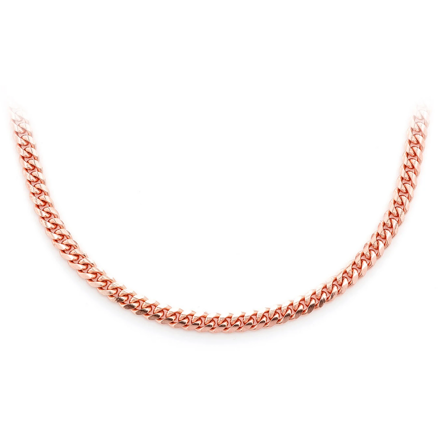 Miami Cuban Gold Chain in 14K rose gold, 3.5mm width, front view