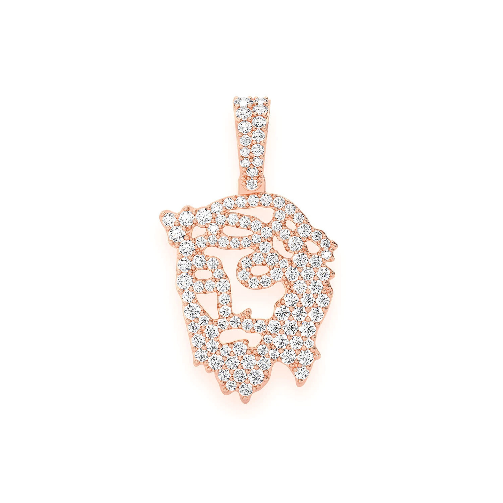 Jesus Silhouette Diamond Pendant in 14K rose gold, Standard | 0.65ctw, front view