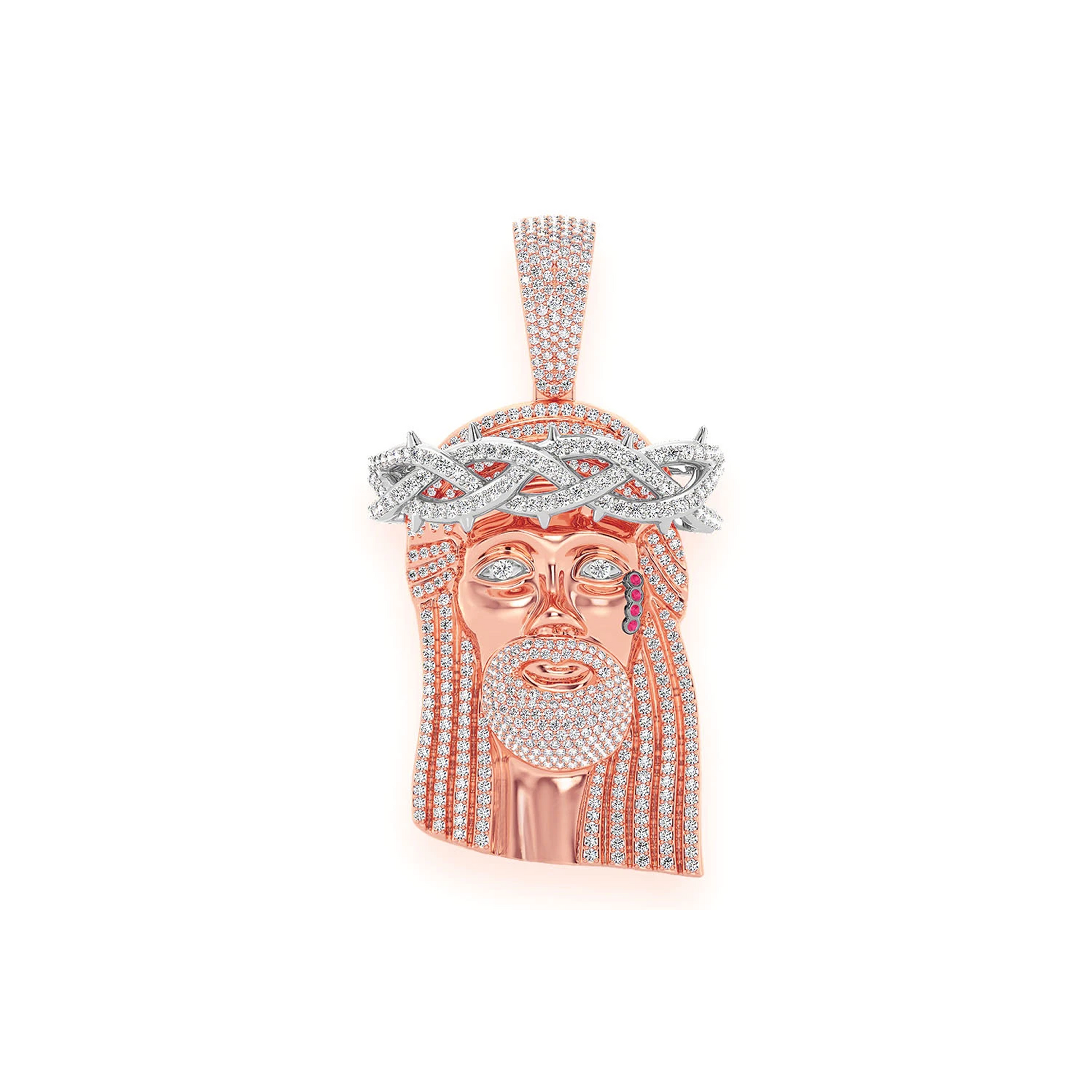Heritage Jesus Piece in 14K rose gold, Statement | 9.25ctw, front view