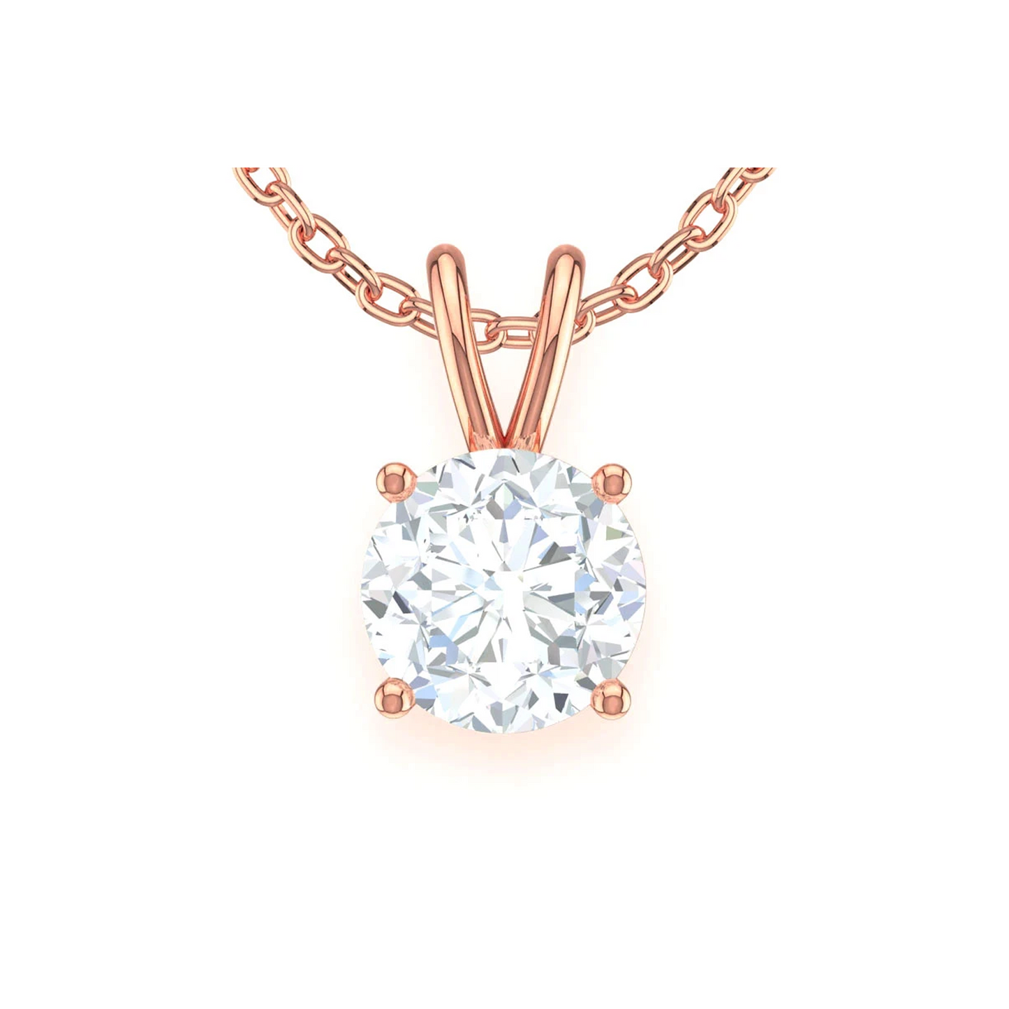 Round Solitaire Diamond Pendant in 14K rose gold, Entry | 0.10ctw, front view