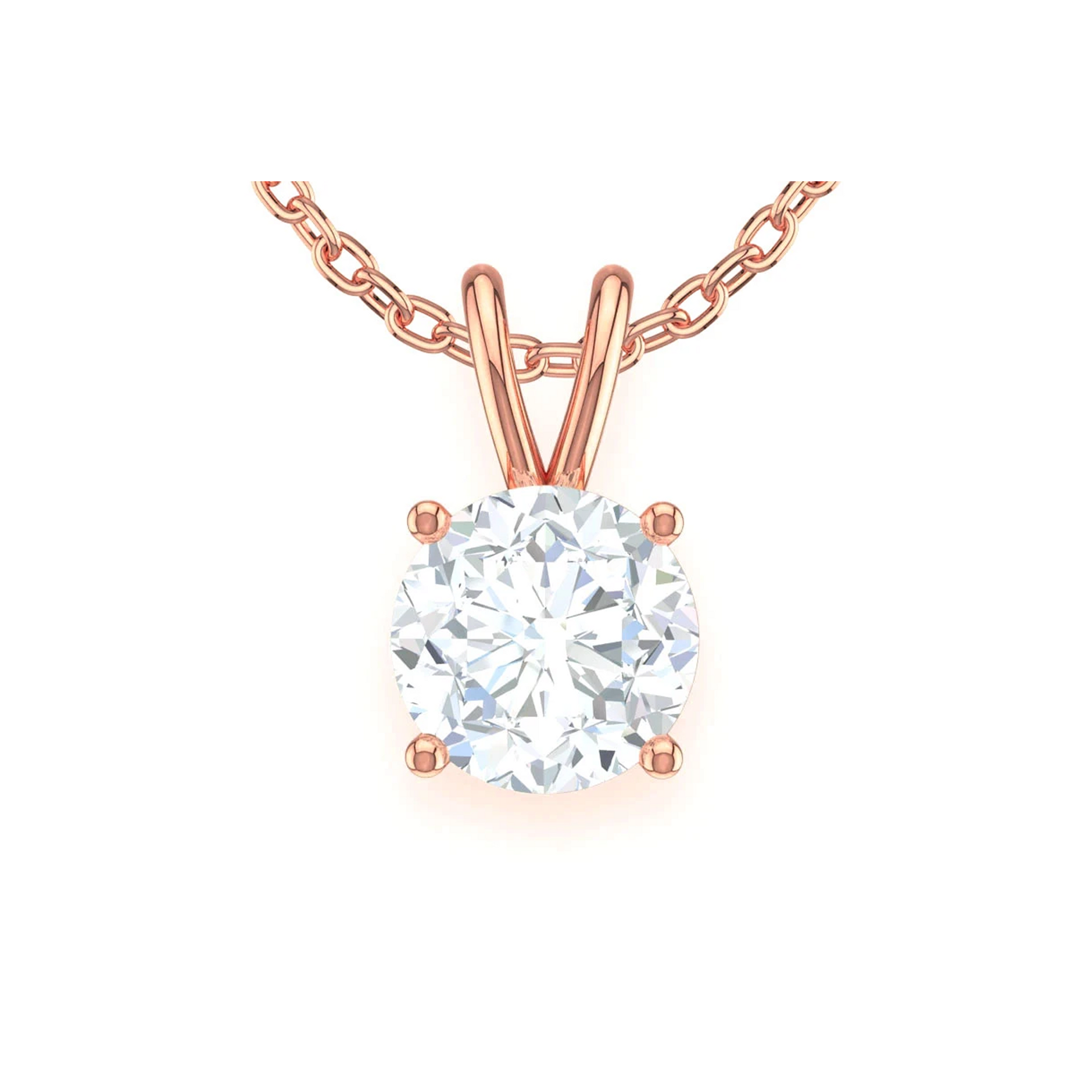 Round Solitaire Diamond Pendant in 14K rose gold, Entry | 0.10ctw, front view