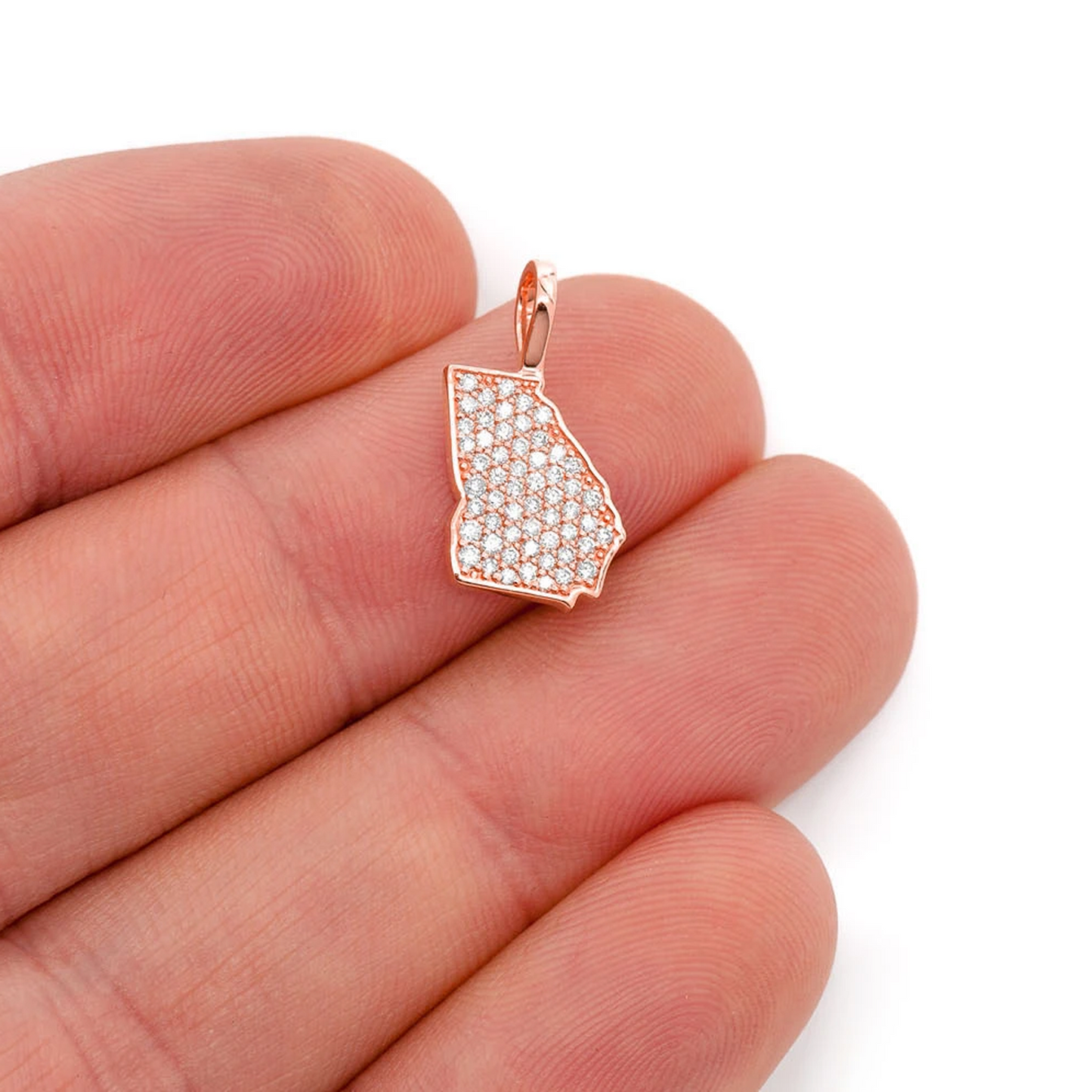 US State Diamond Pendant in 14K rose gold, Georgia design, alternate view