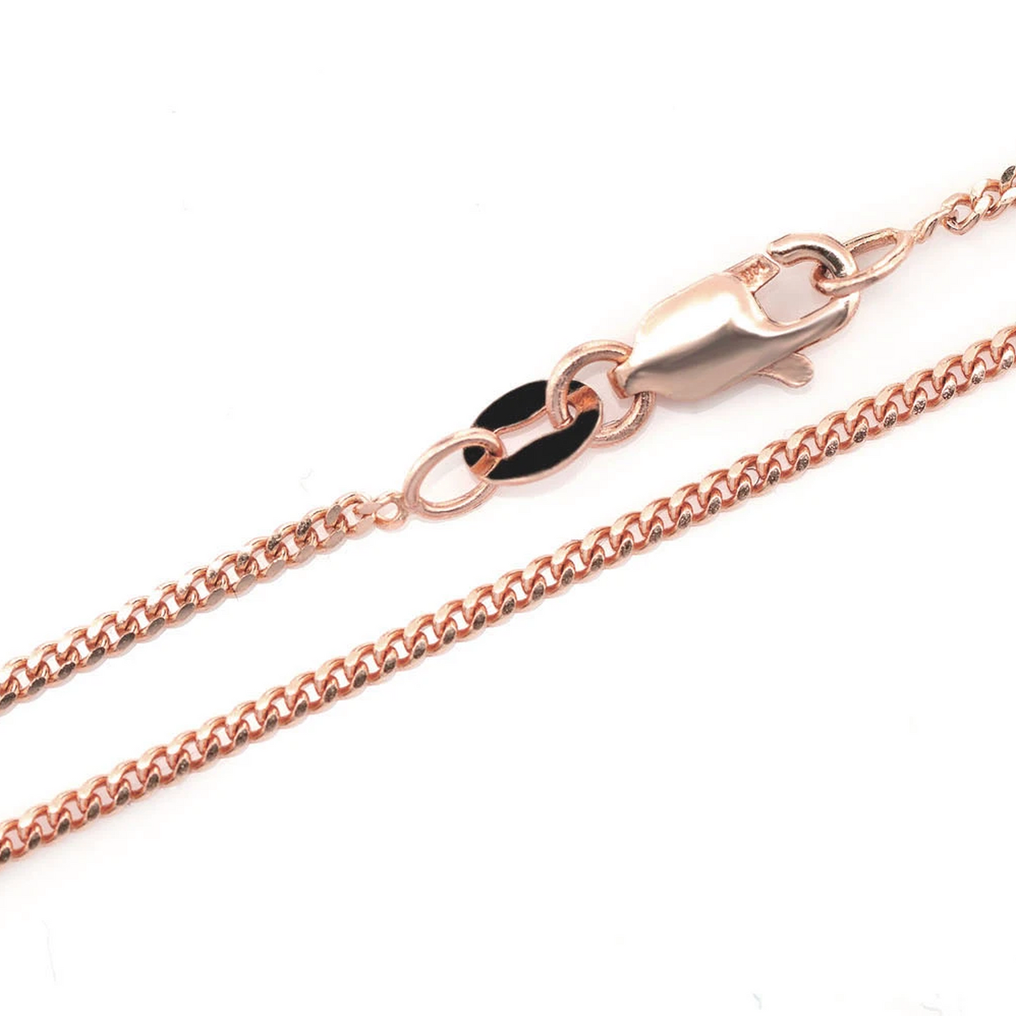 Miami Cuban Gold Chain in 14K rose gold, 1mm width, clasp detail