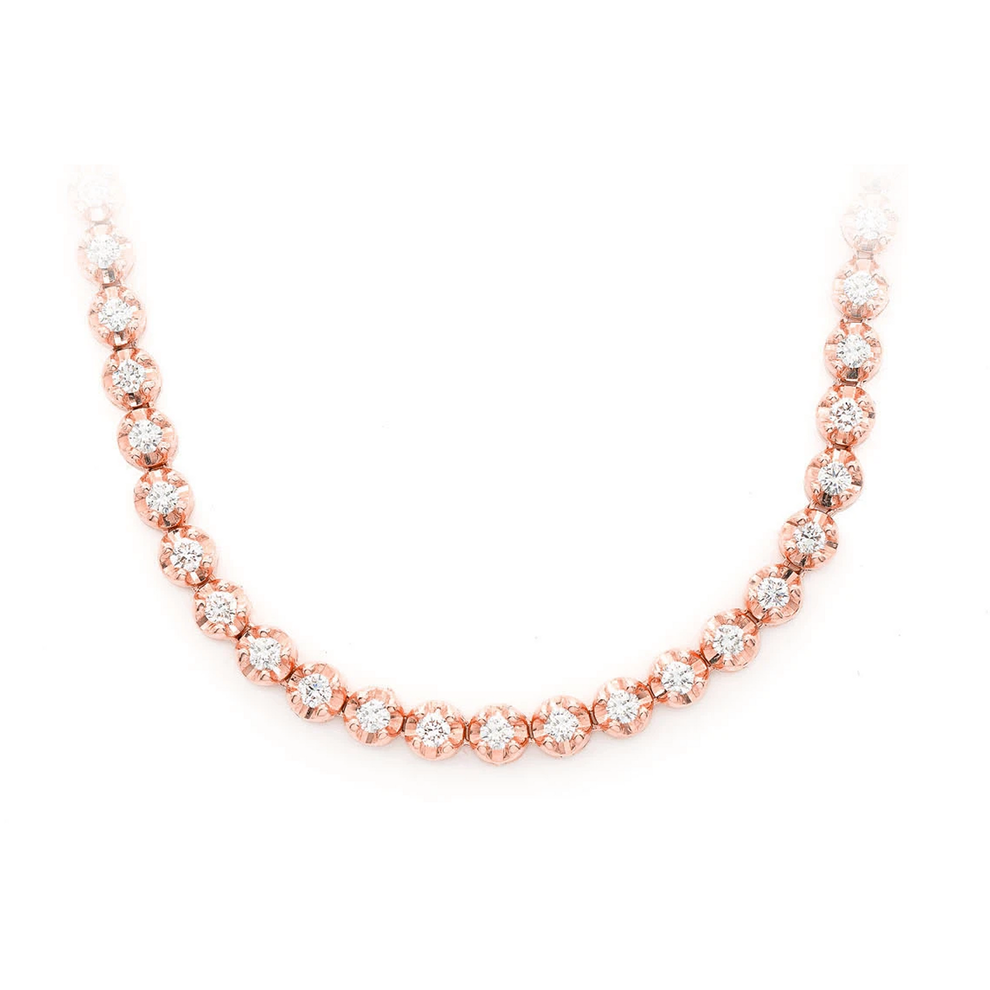 Crown Diamond Tennis Necklace in 14K rose gold, 2pt / 3.75ctw, front view