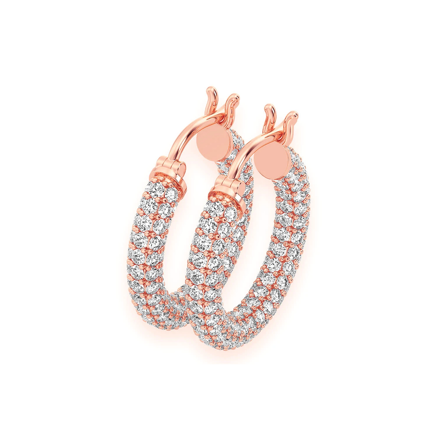 Bubbly Eternity Diamond Hoops in 14K rose gold, 3.00ctw, front view