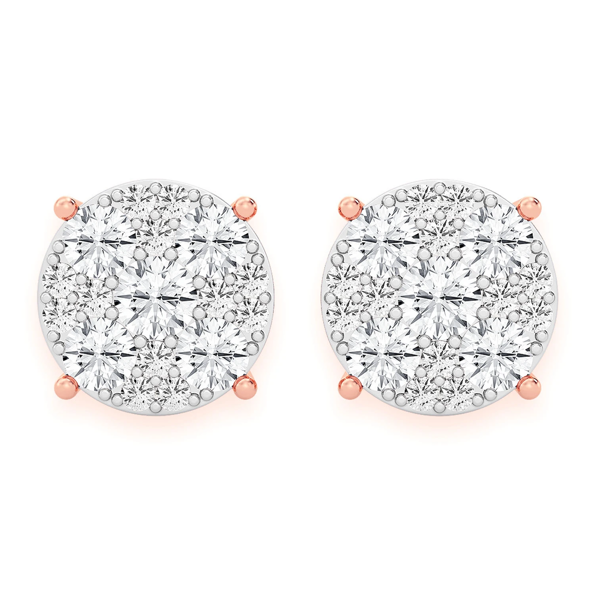 Mosaic Diamond Studs in 14K rose gold, 4.00ctw, front view