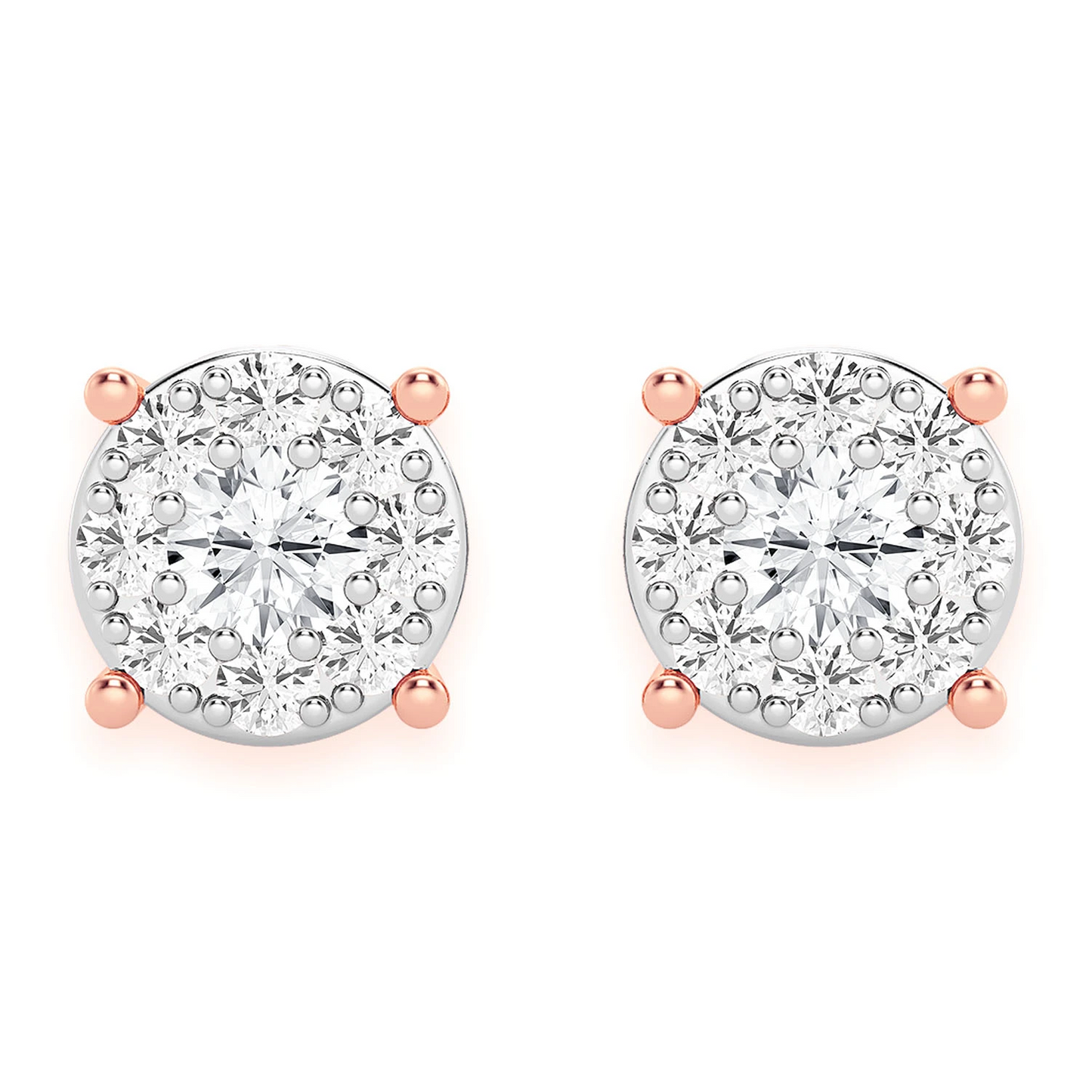 Mosaic Diamond Studs in 14K rose gold, 0.25ctw, front view