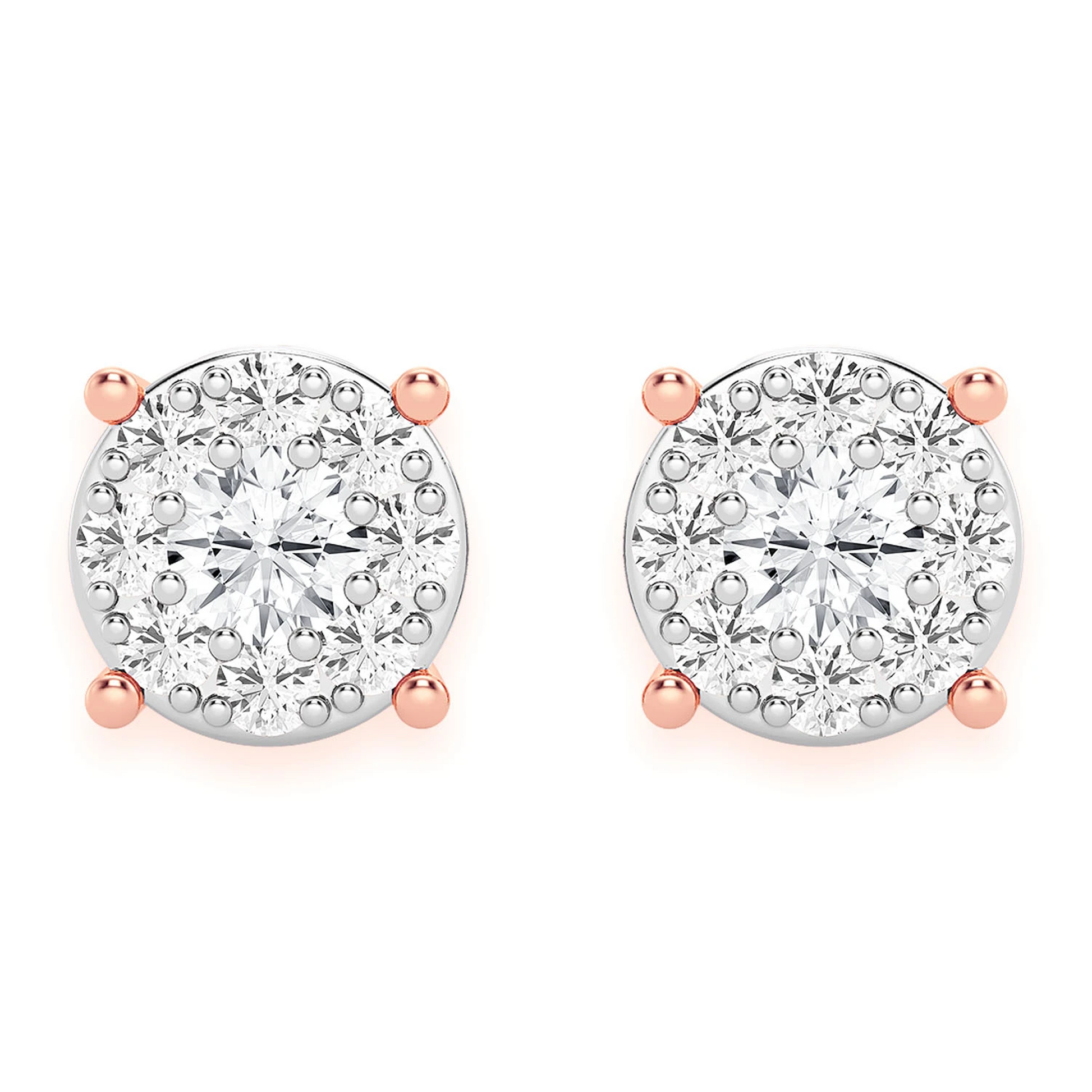 Mosaic Diamond Studs in 14K rose gold, 0.25ctw, front view
