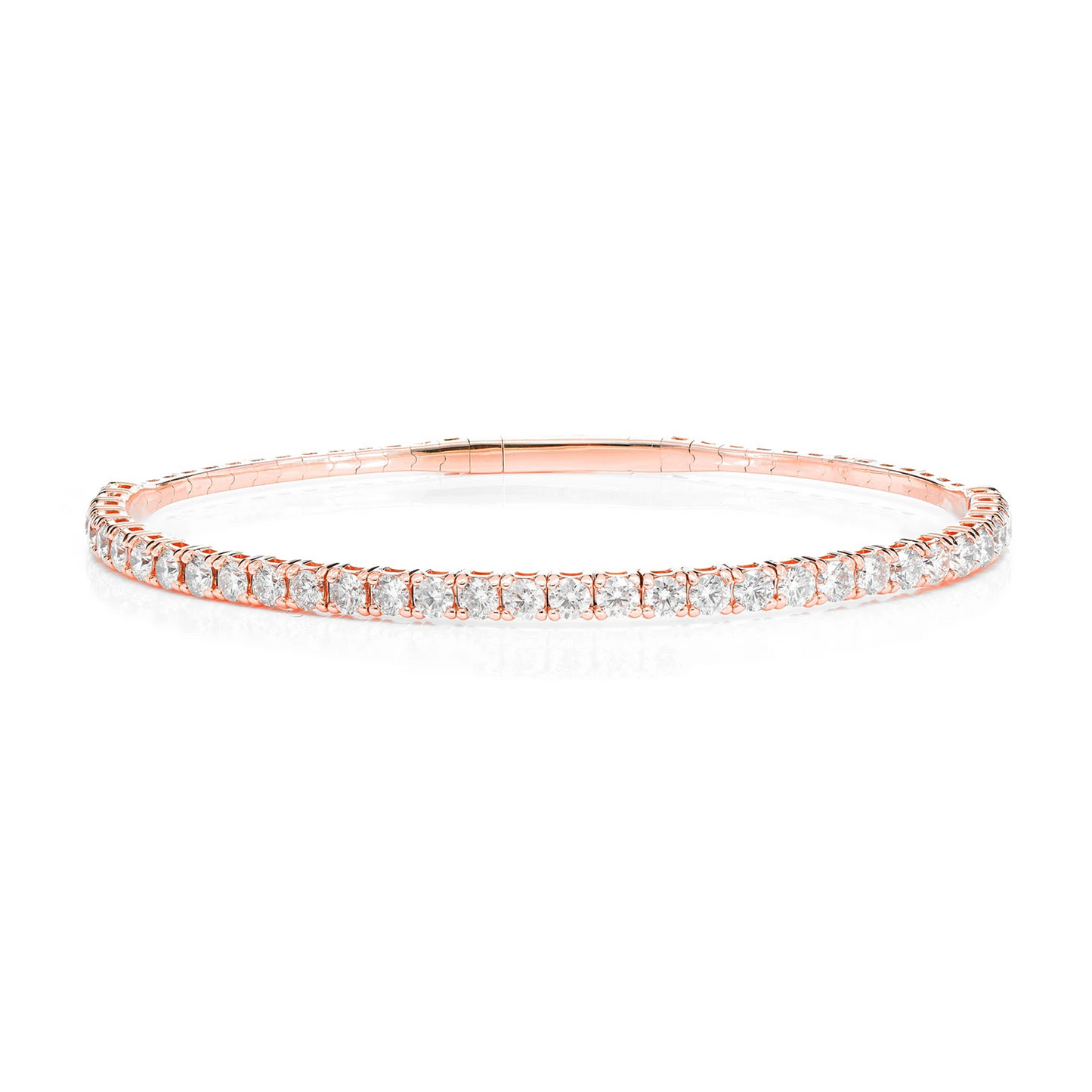 Prong Diamond Flex Bangle in 14K rose gold, 8pt / 2.90ctw, front view