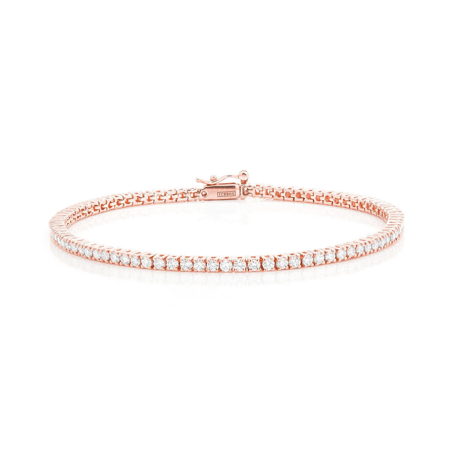 Prong Diamond Tennis Bracelet in 14K rose gold, 2pt / 2.00ctw, front view