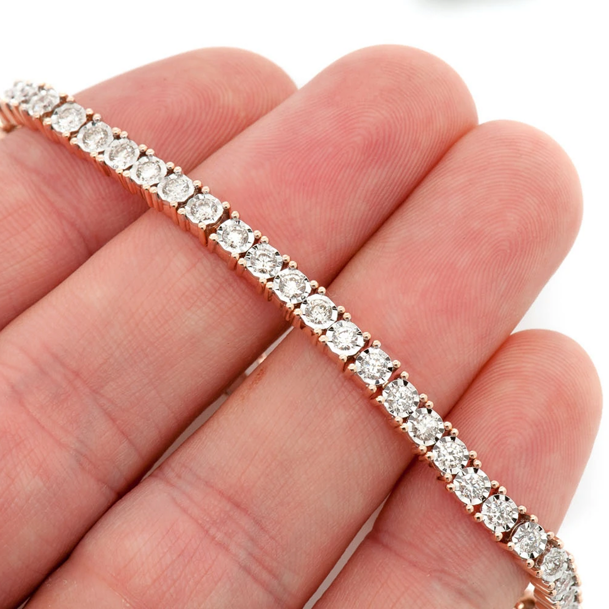 Miracle Diamond Tennis Bracelet in 14K rose gold, 9pt / 4.50ctw, worn view