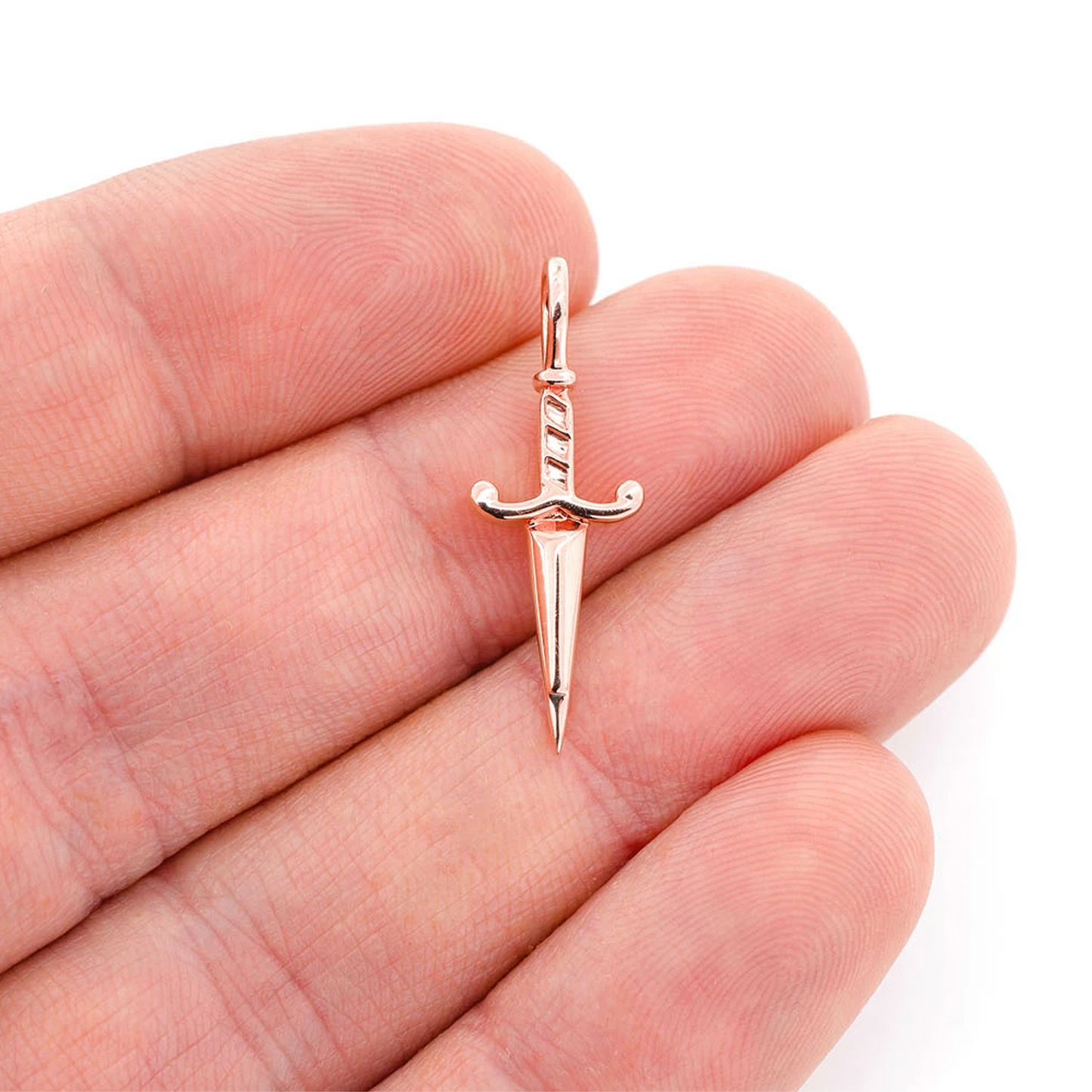 Dagger Pendant in 14K rose gold, Pure | Solid Gold, worn view