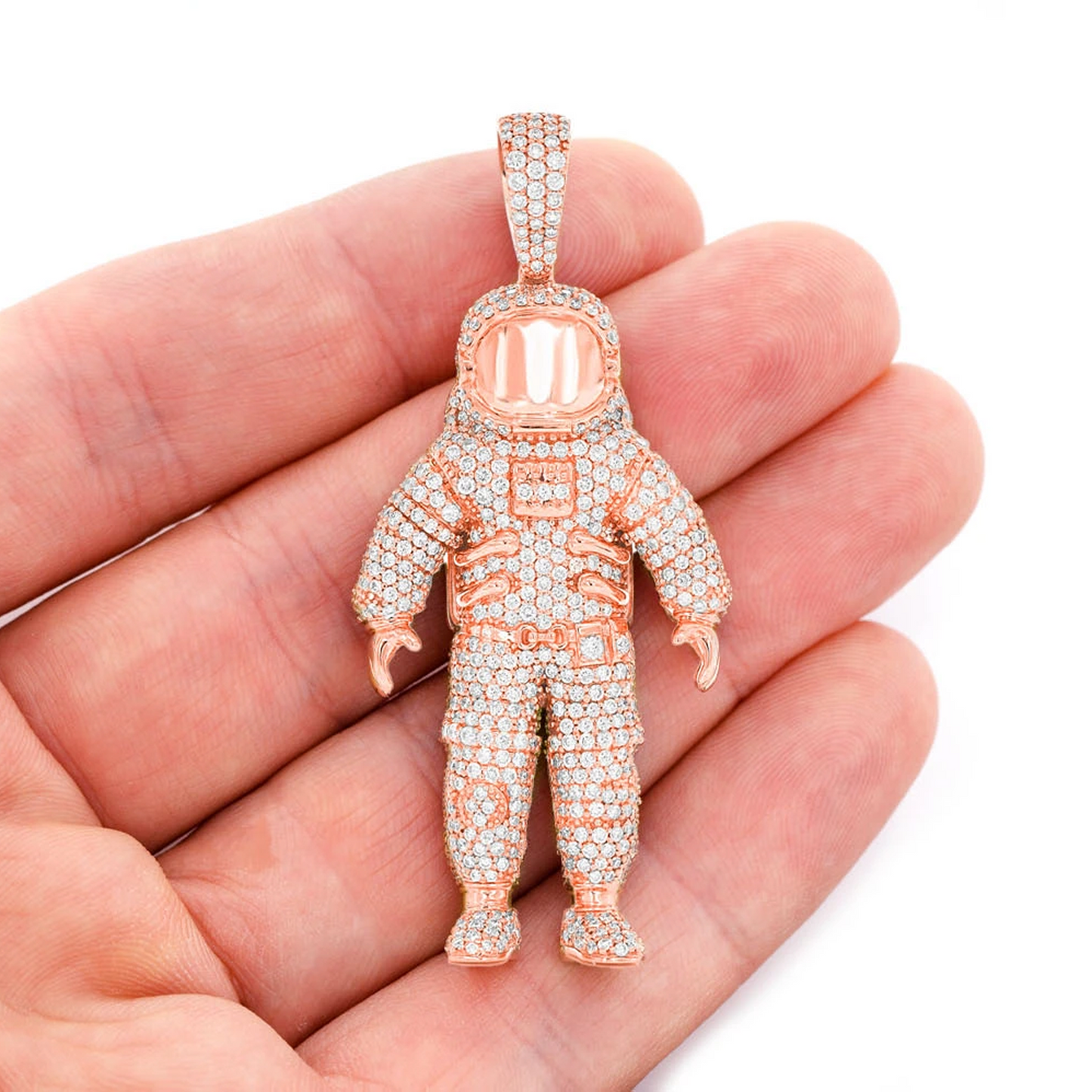 Astronaut Diamond Pendant in 14K rose gold, Signature | 1.00ctw, angled view