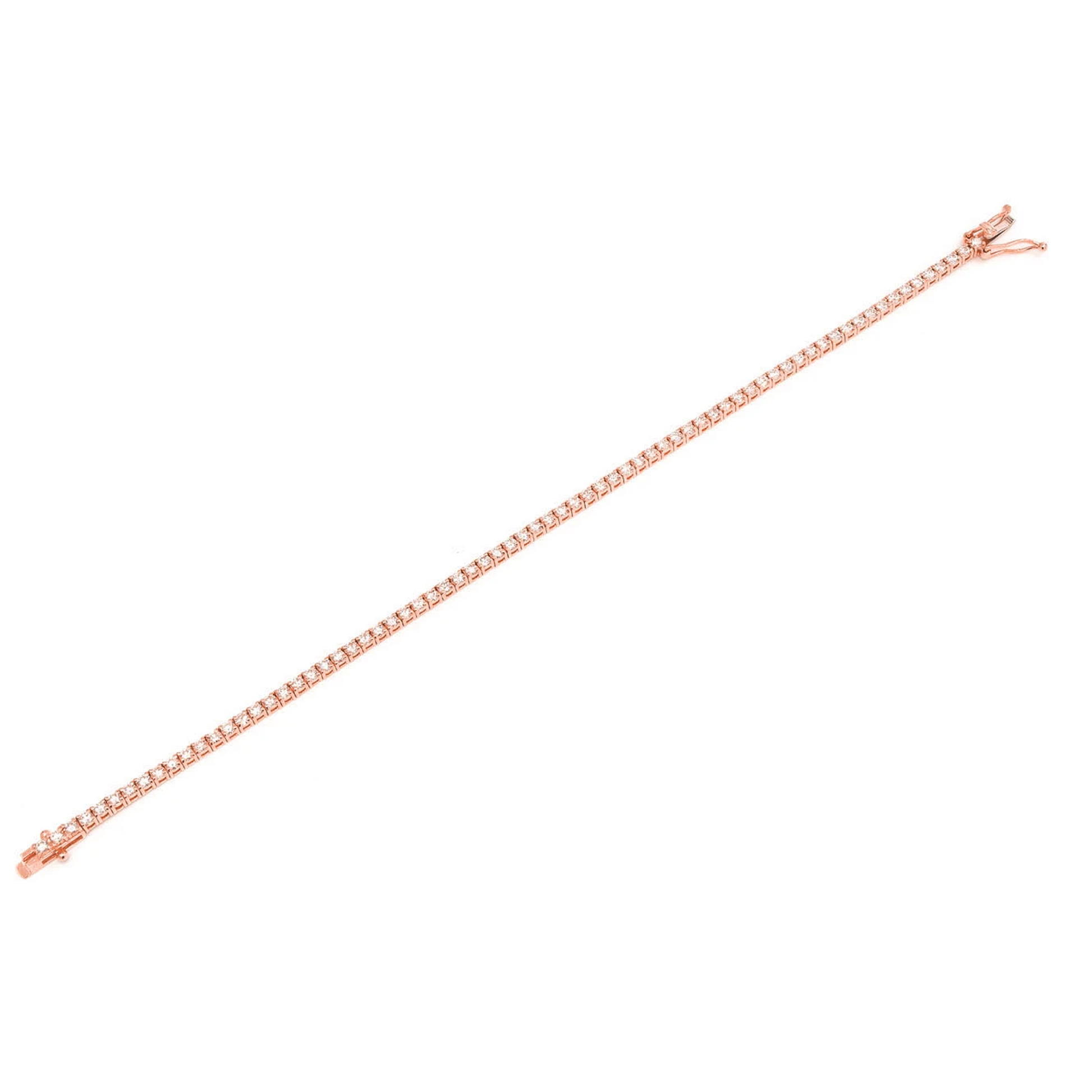 Prong Diamond Tennis Bracelet in 14K rose gold, 4pt / 3.75ctw, full-length view
