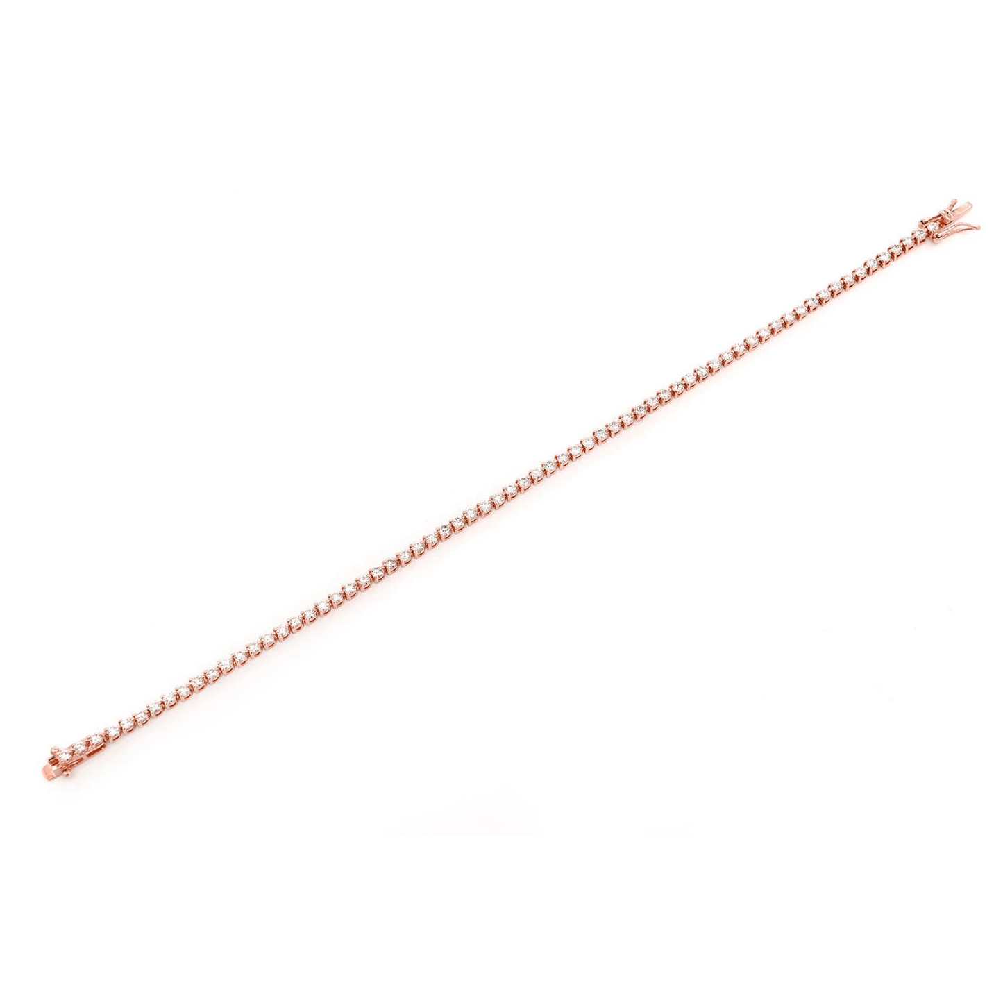 Prong Diamond Tennis Bracelet in 14K rose gold, 3pt / 2.50ctw, full-length view