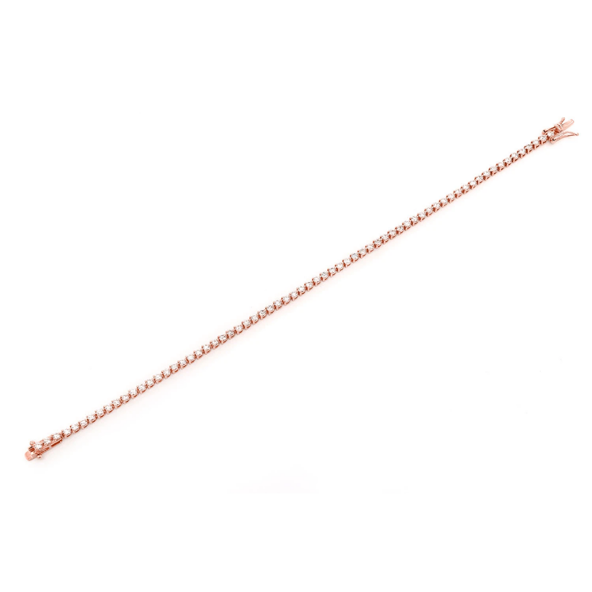 Prong Diamond Tennis Bracelet in 14K rose gold, 3pt / 2.50ctw, full-length view
