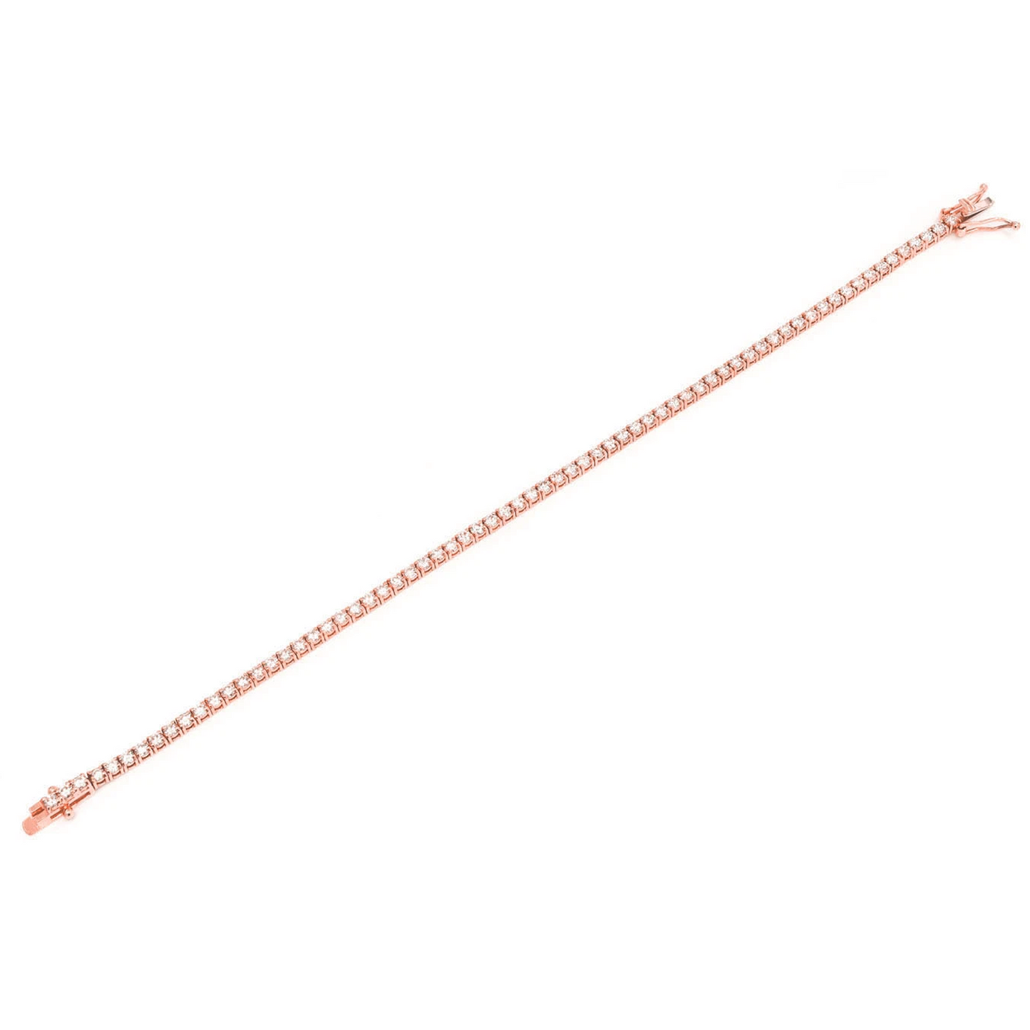 Prong Diamond Tennis Bracelet in 14K rose gold, 5pt / 3.00ctw, full-length view