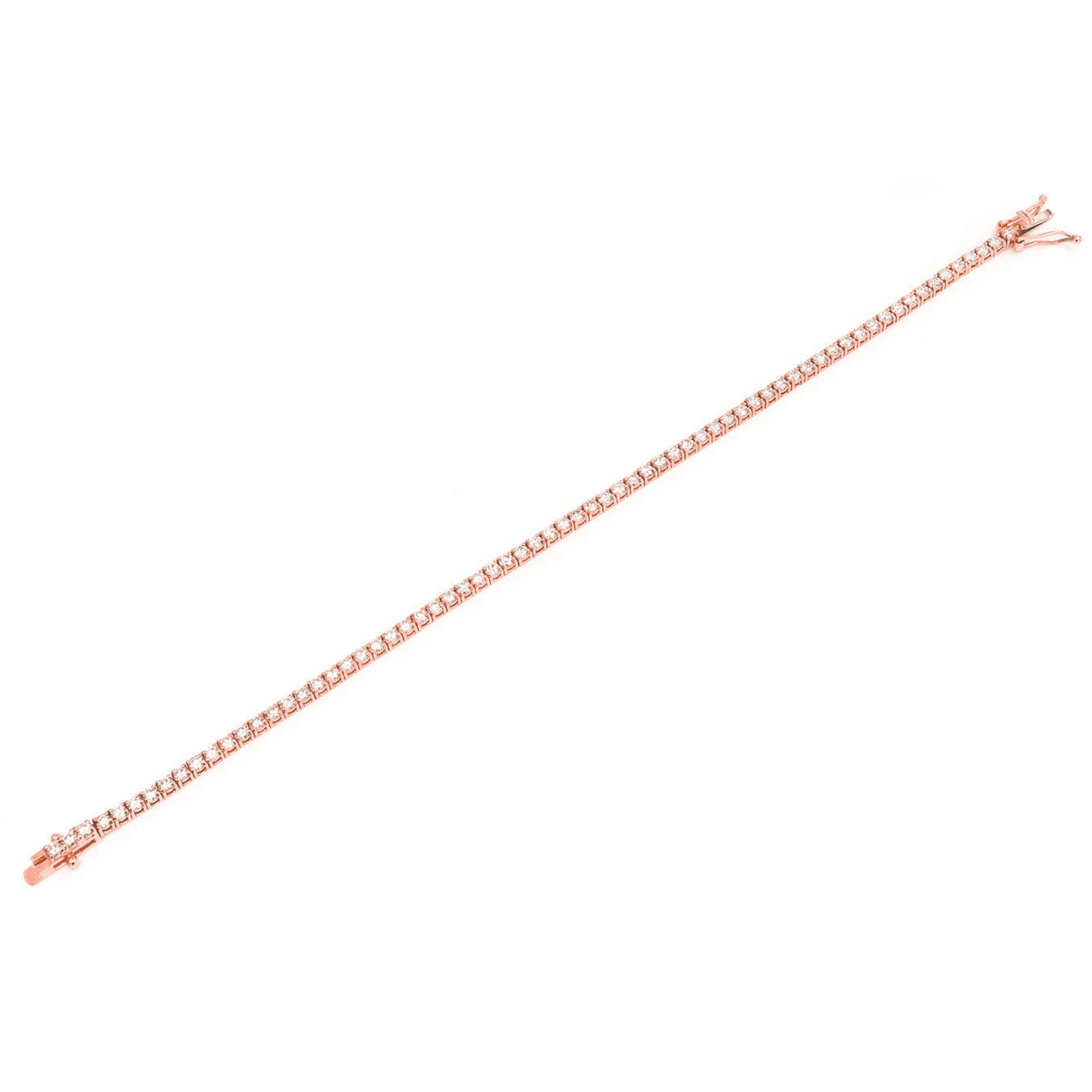 Prong Diamond Tennis Bracelet in 14K rose gold, 5pt / 3.00ctw, full-length view