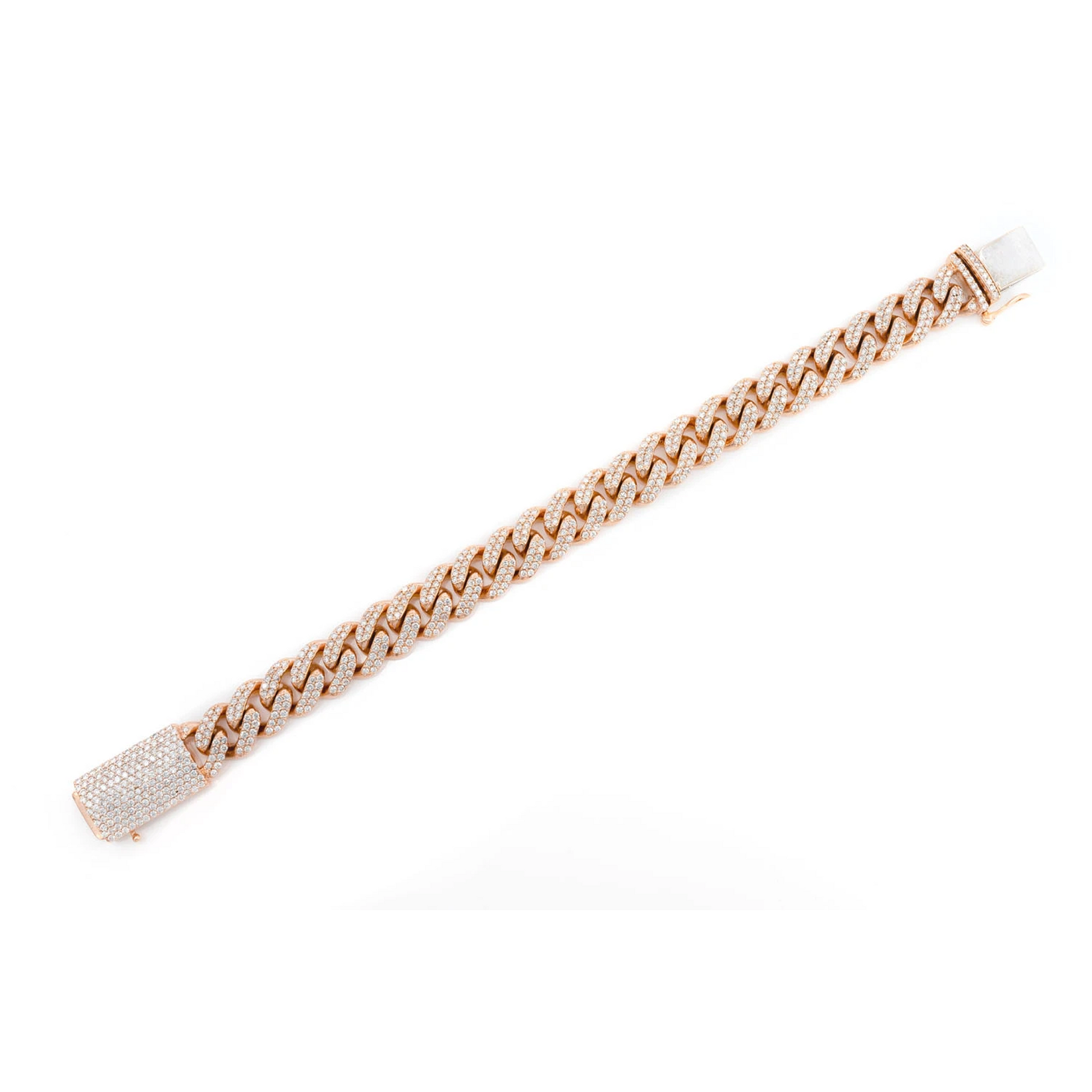 Miami Cuban Diamond Bracelet in 14K rose gold, 10mm /5.00ctw width, full-length view