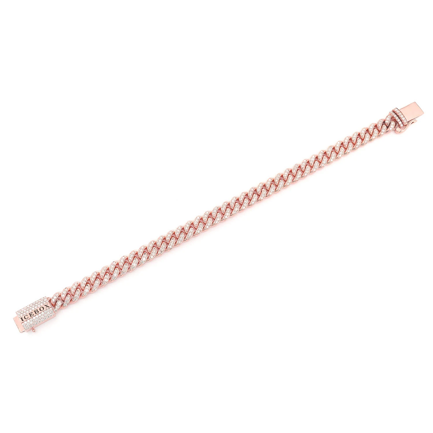 Miami Cuban Diamond Bracelet in 14K rose gold, 8mm /4.00ctw width, full-length view
