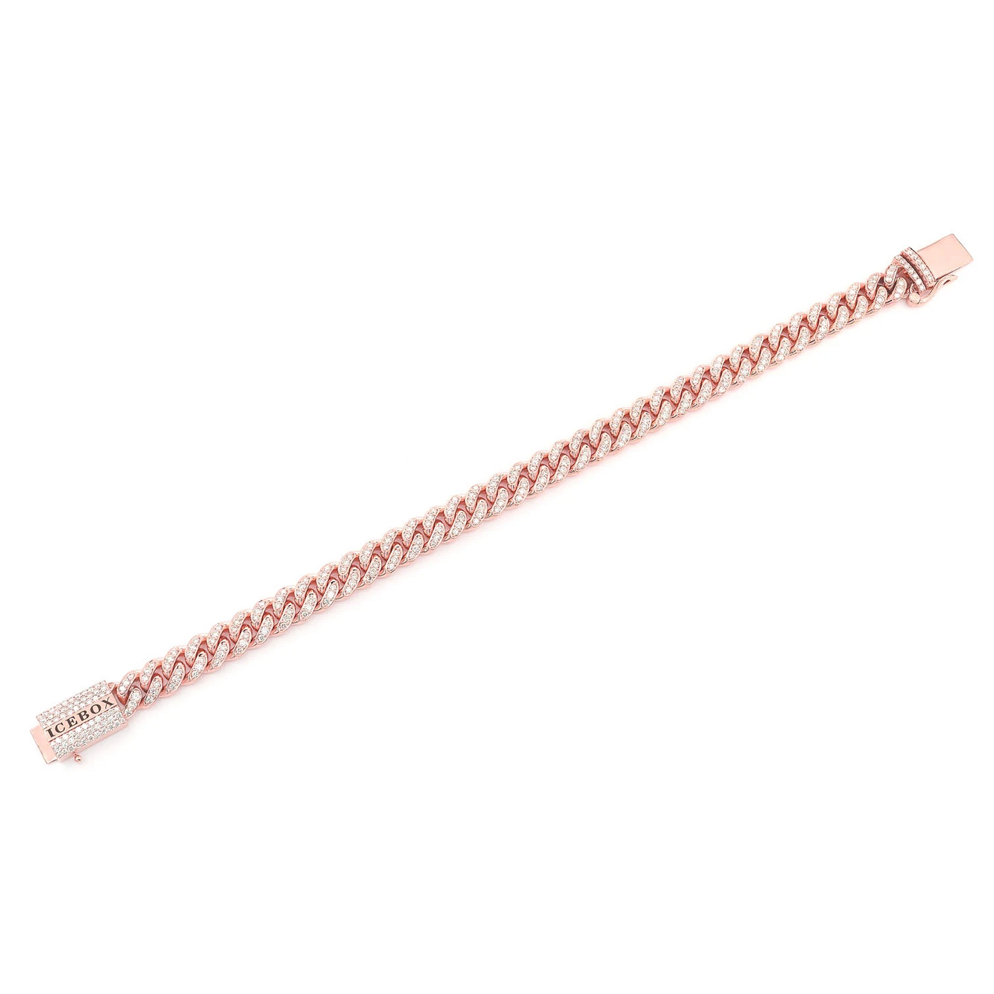 Miami Cuban Diamond Bracelet in 14K rose gold, 8mm /4.00ctw width, full-length view