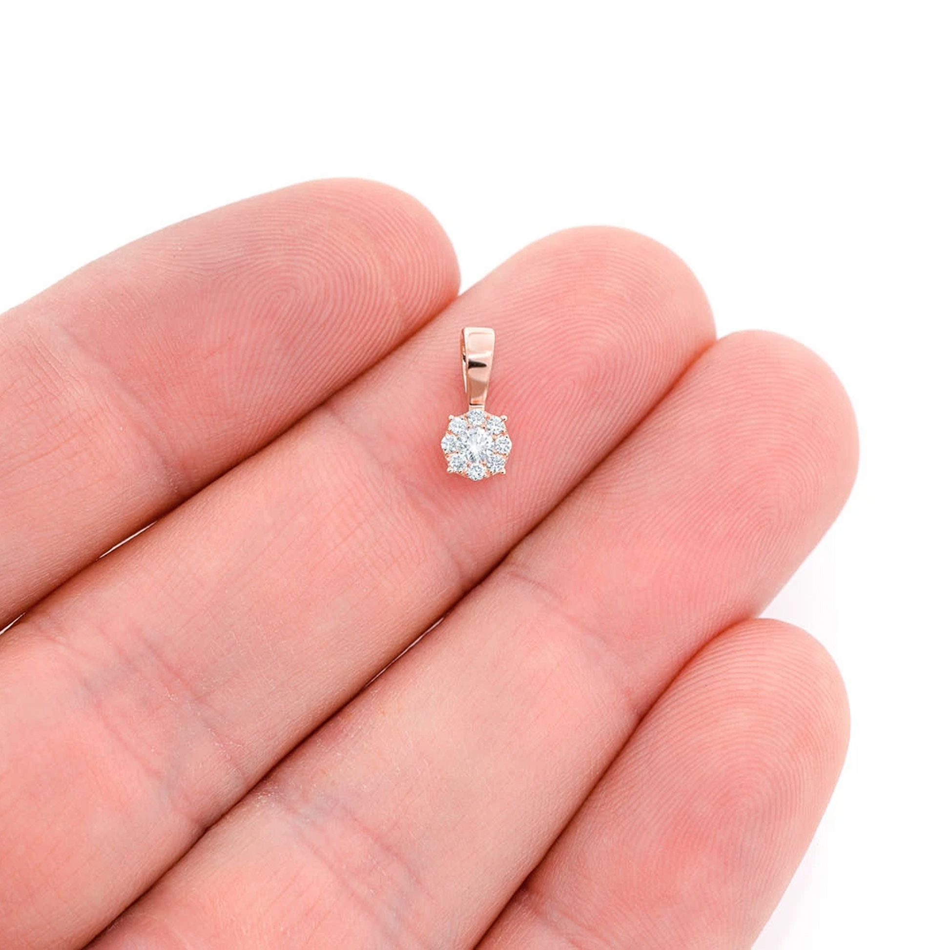 Mosaic Diamond Pendant in 14K rose gold, Entry | 0.15ctw, angled view