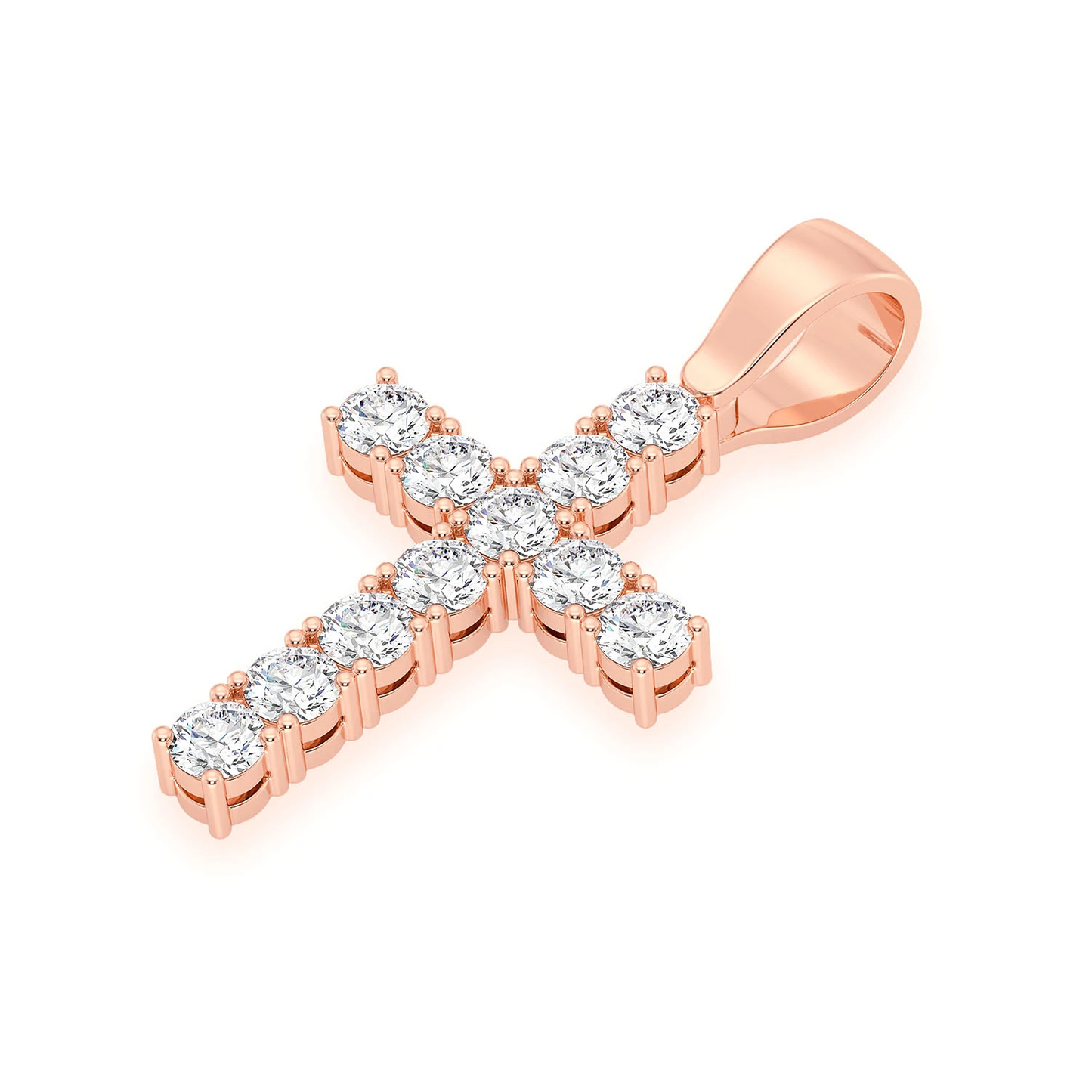 Signature Diamond Cross in 14K rose gold, Extra Large / 3.75 ctw, detail view