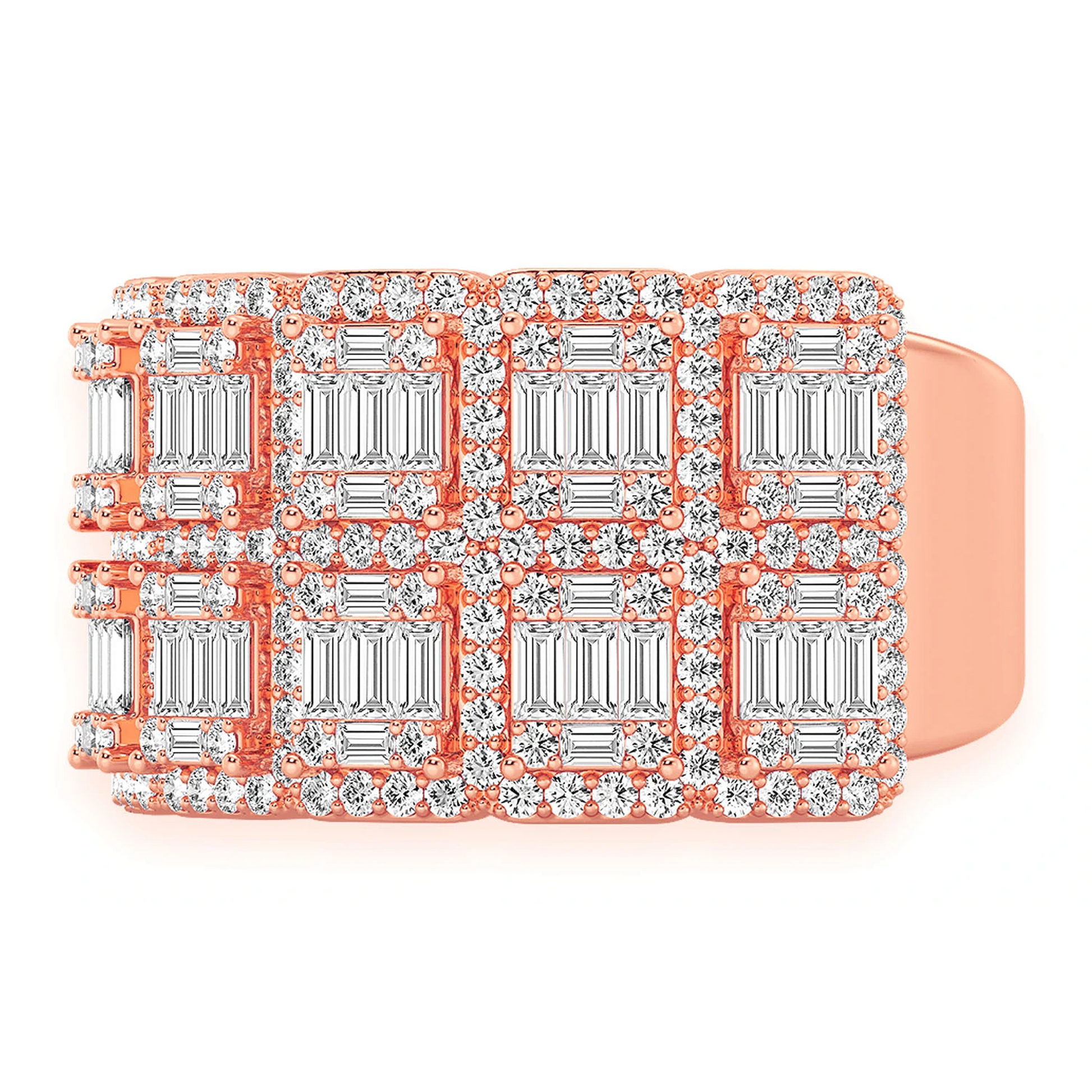 Baguette Border Diamond Ring in 14K rose gold, side view