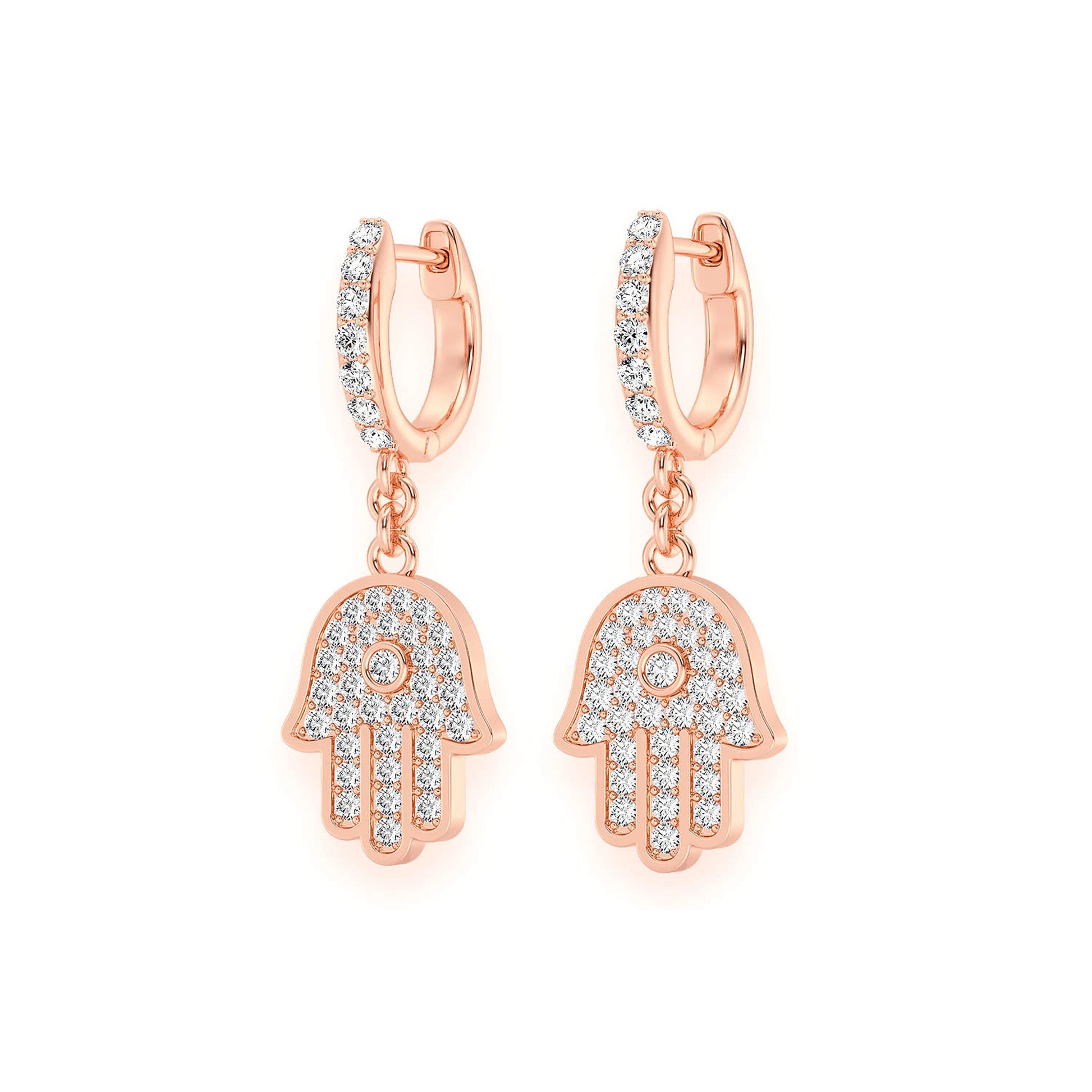 Hamsa Diamond Drops in 14K rose gold, side view