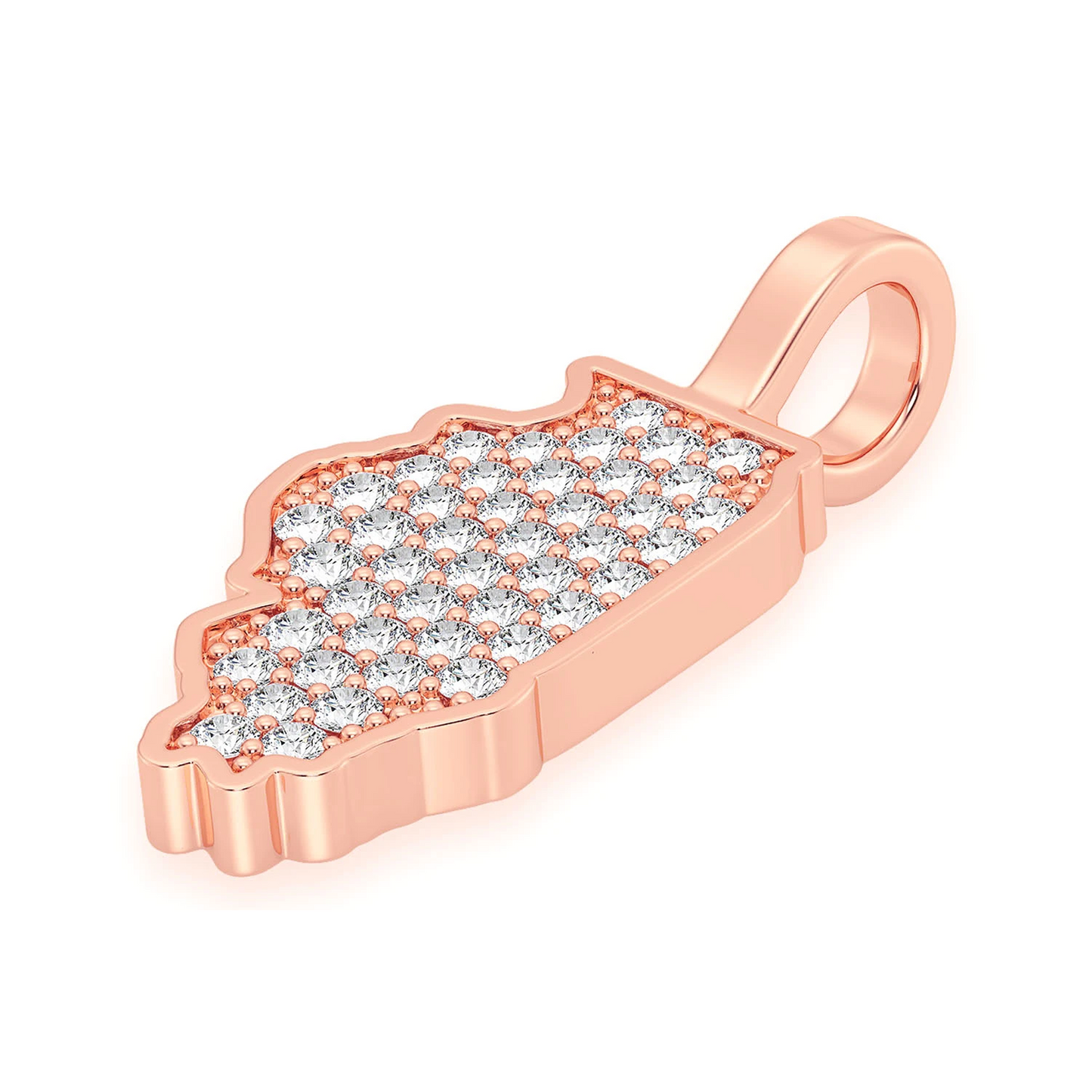 US State Diamond Pendant in 14K rose gold, Illinois design, side view