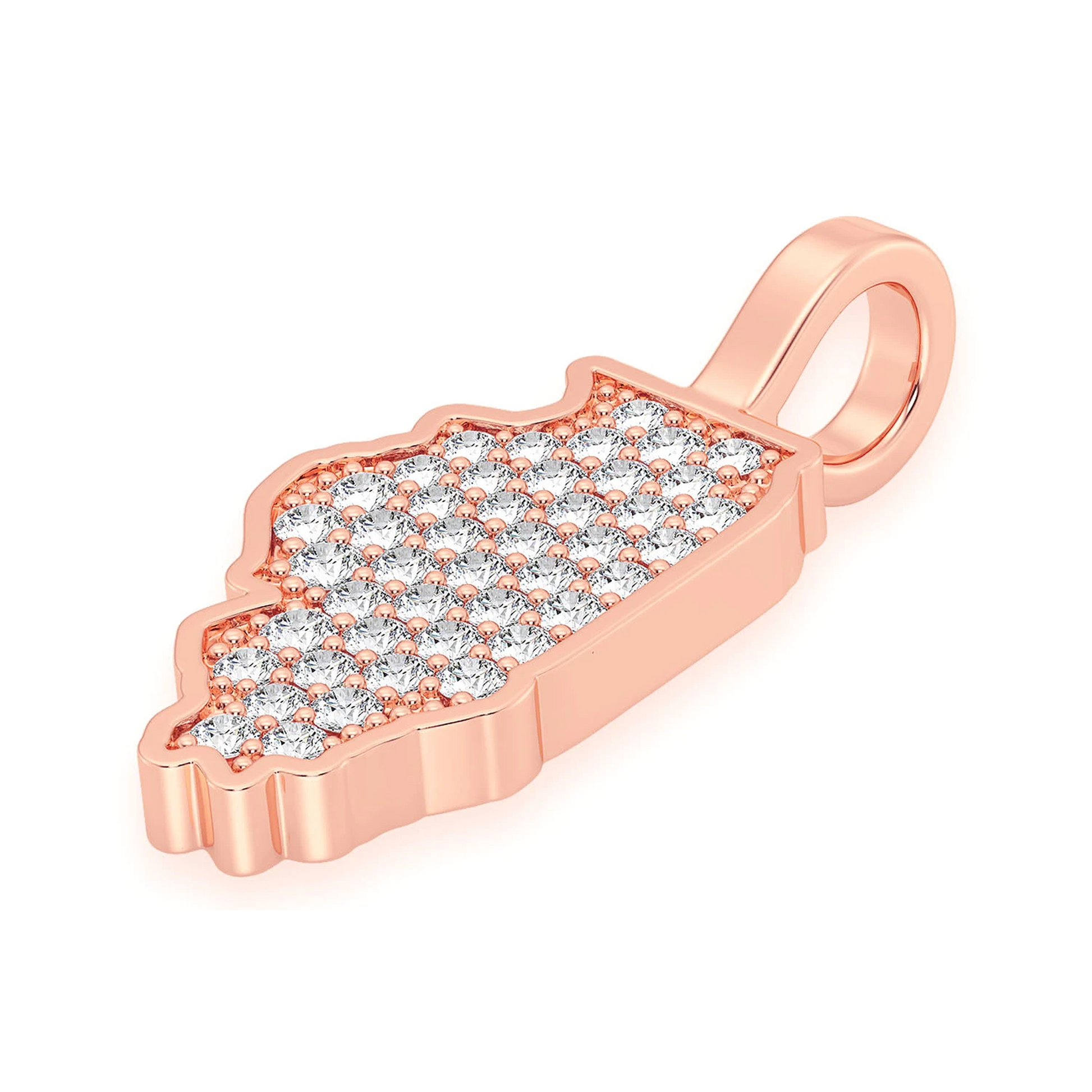 US State Diamond Pendant in 14K rose gold, Illinois design, side view