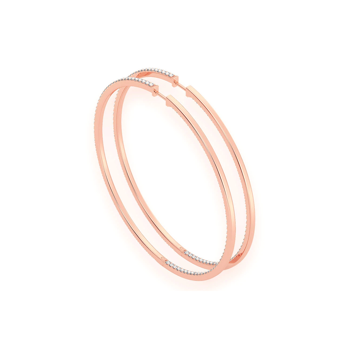 Large Inside-Out Diamond Hoop Earrings in 14K rose gold, 6.25ctw, side view