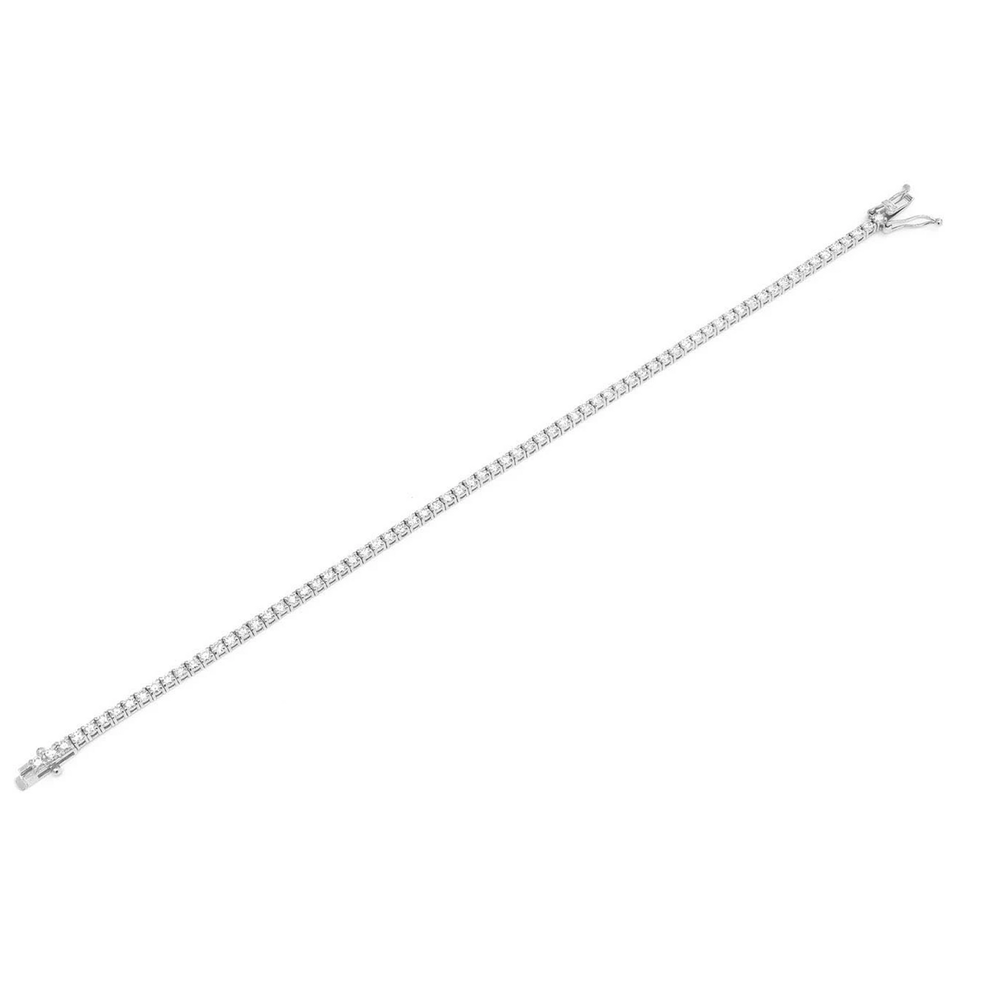 Prong Diamond Tennis Bracelet in 14K white gold, 4pt / 3.75ctw, alternate view