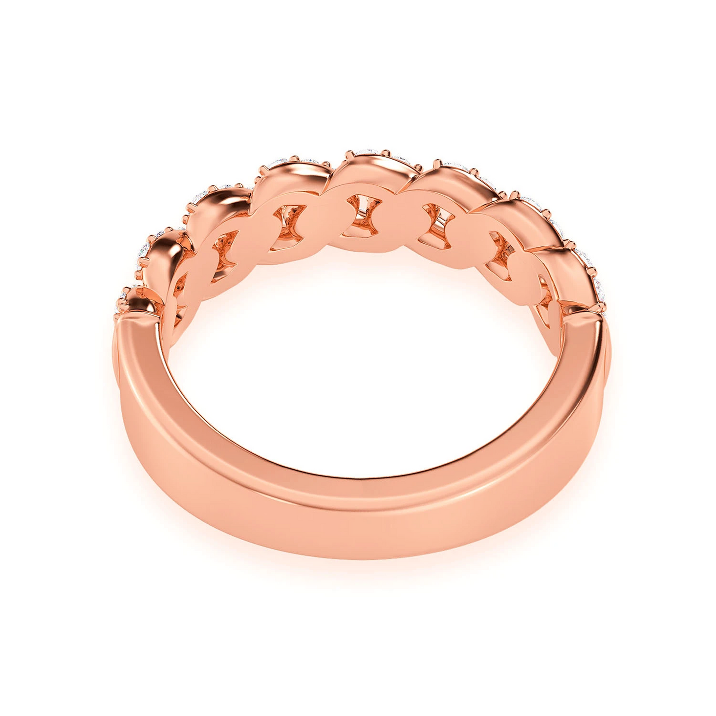 Iced Out Cuban Ring in 14K rose gold, 7.5mm | 0.55ctw, alternate view