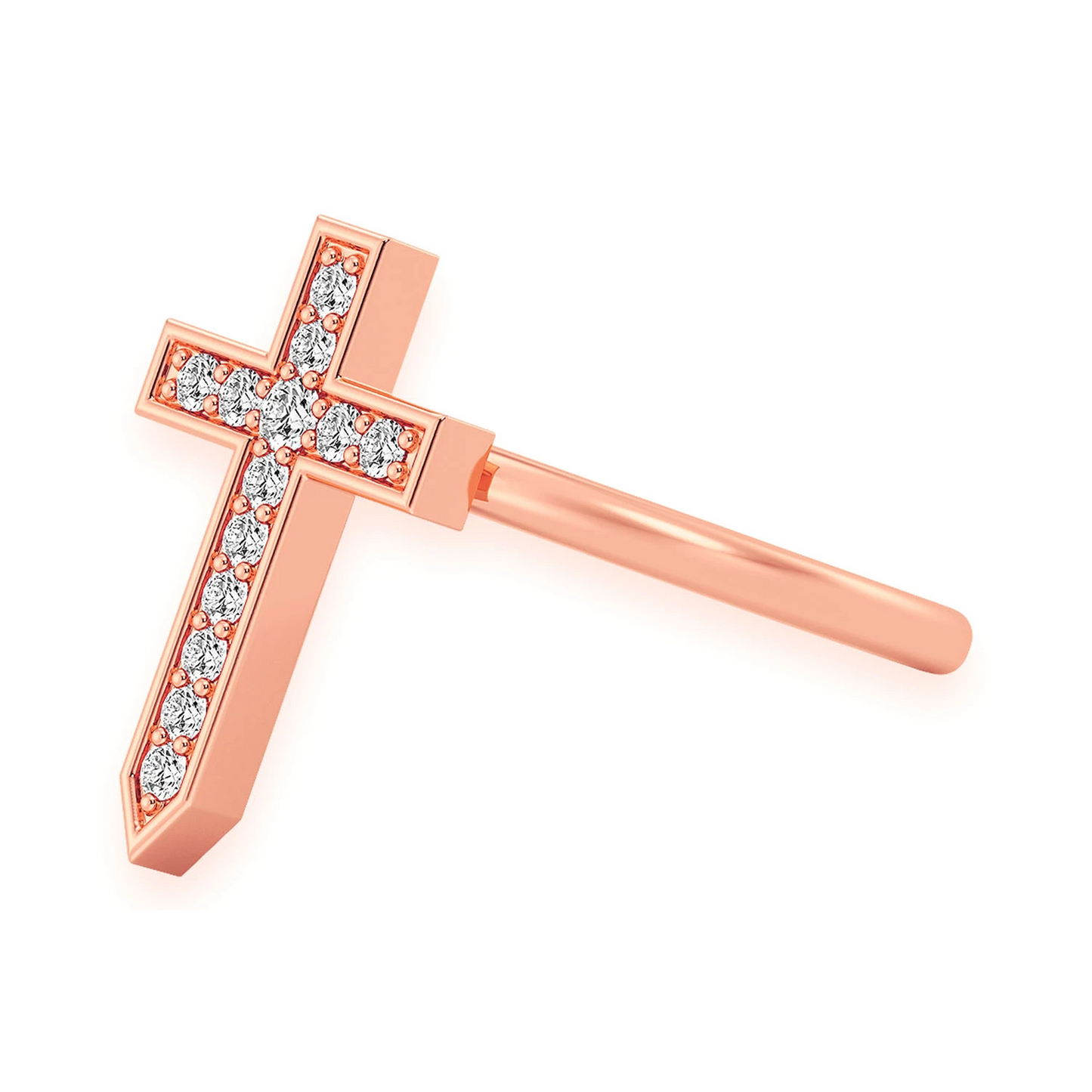 Cross Point Diamond Ring in 14K rose gold, detail view