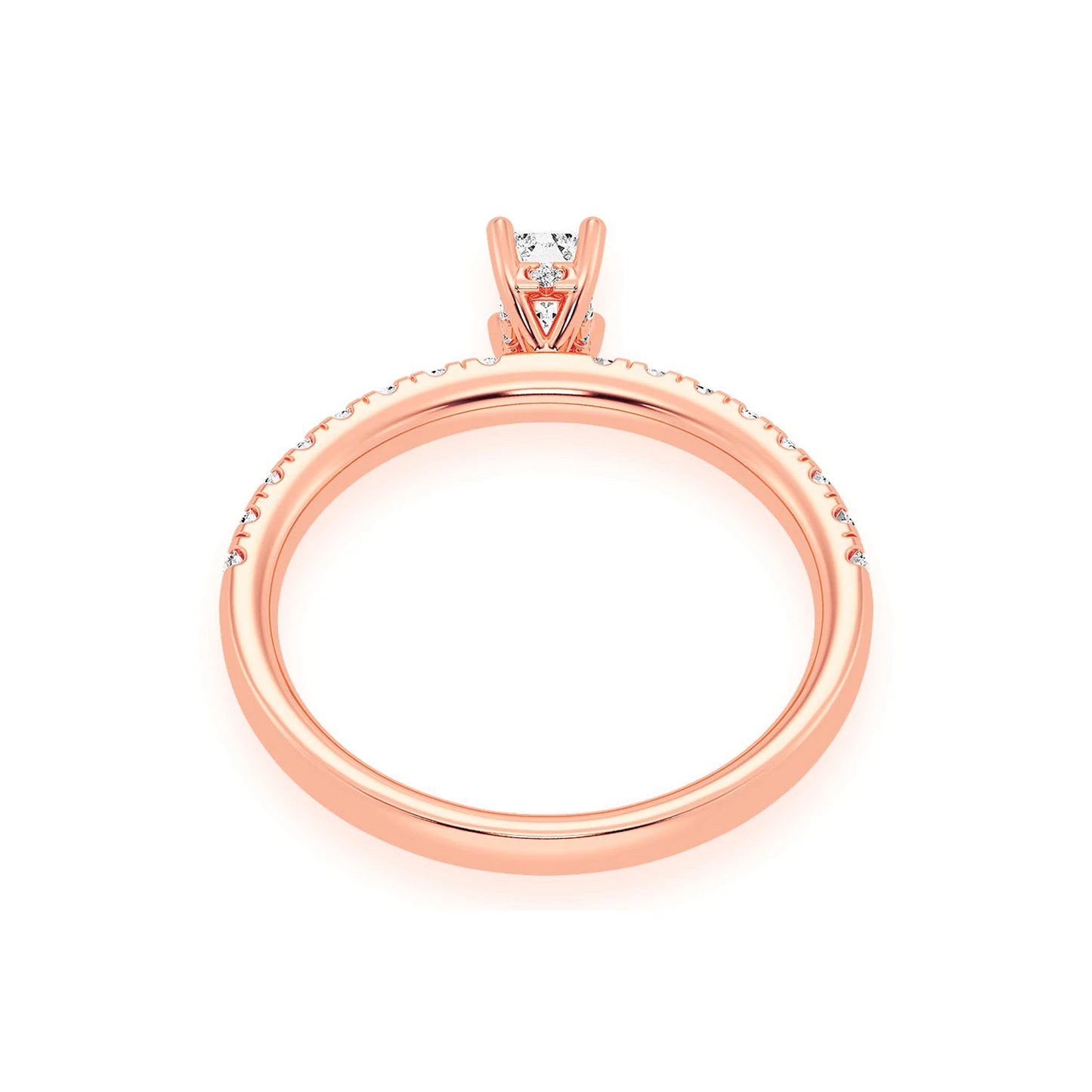 0.25ct Emerald Cut Diamond Engagement Ring in 14K rose gold, alternate view