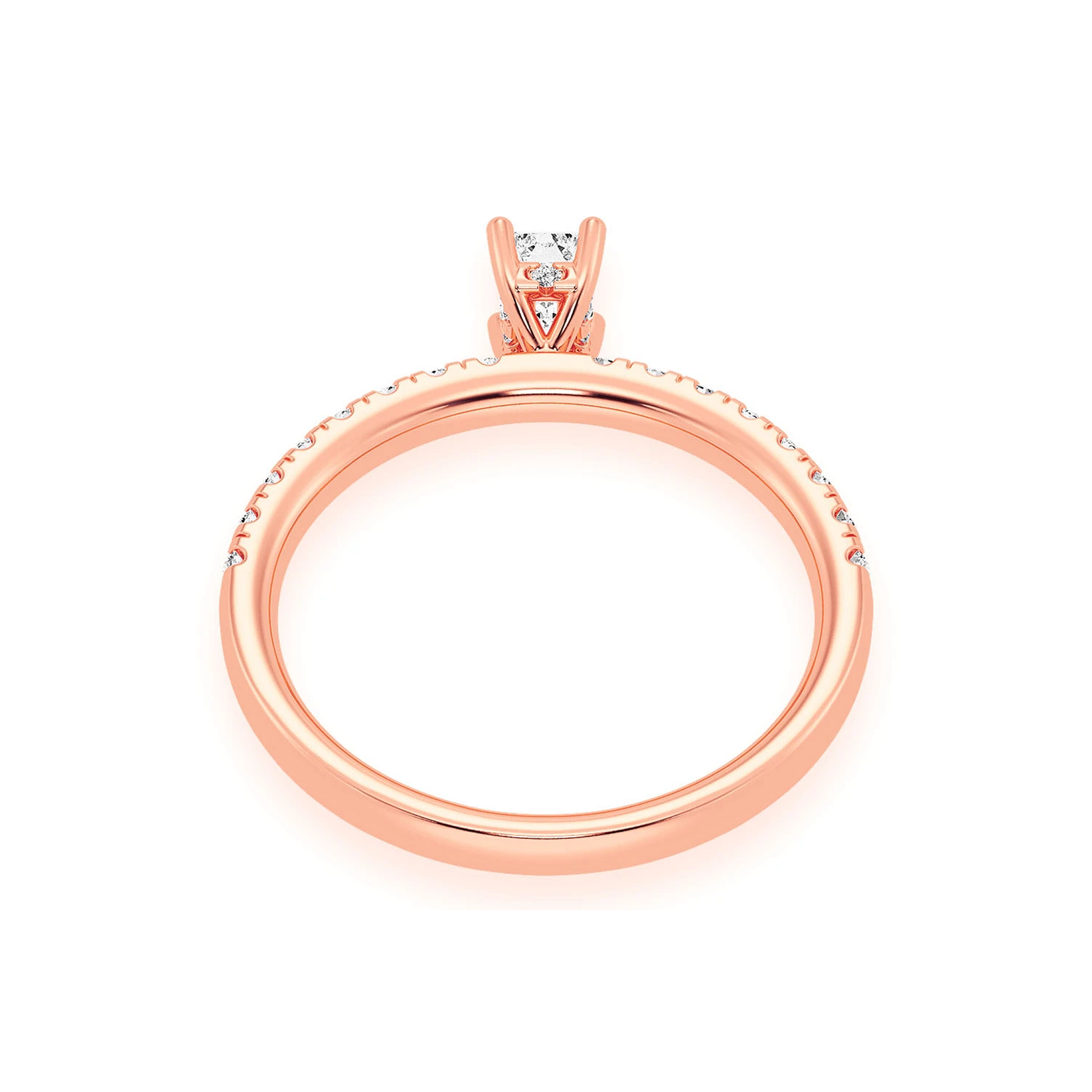 0.25ct Emerald Cut Diamond Engagement Ring in 14K rose gold, alternate view