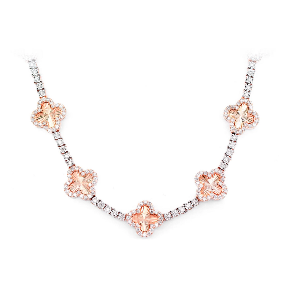 Miracle Clover Link Diamond Tennis Necklace