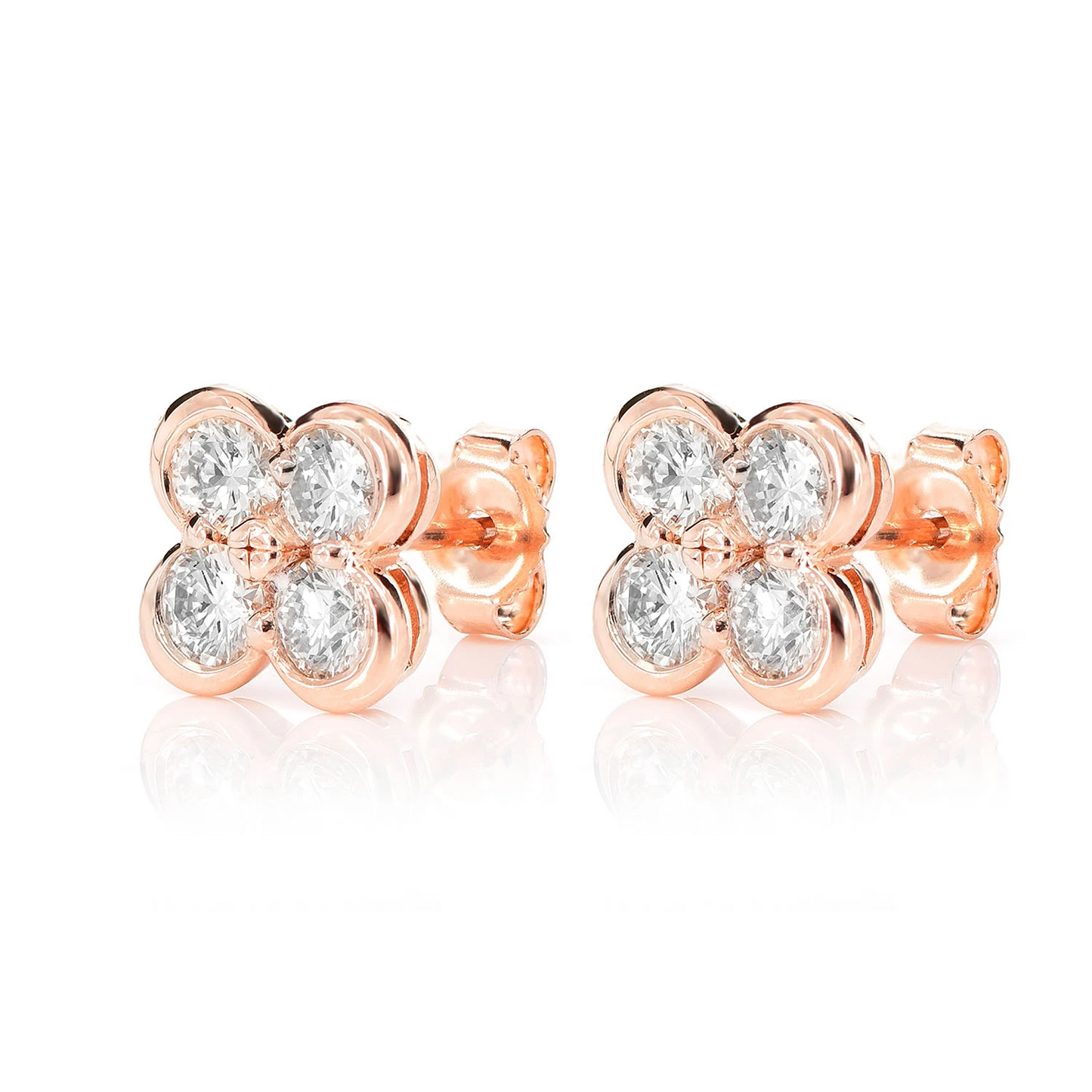 Diamond Clover Stud Earrings